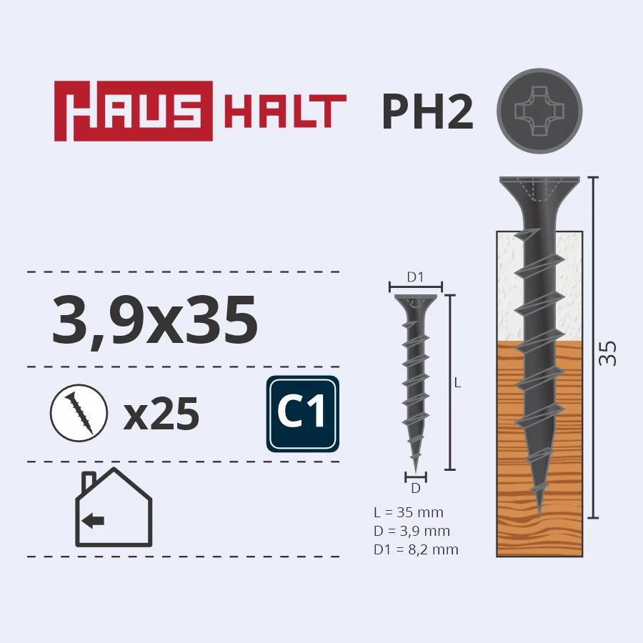 HAUSHALT Koka skrūve, skrūves kokam Haushalt