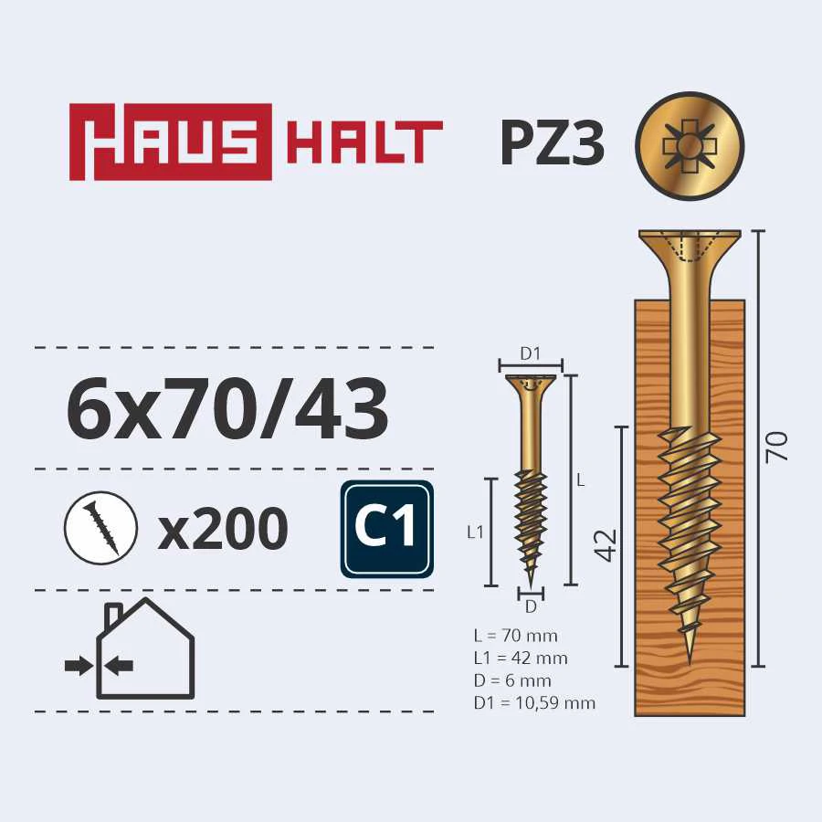 HAUSHALT Koka skrūve, universāls Haushalt PZ3