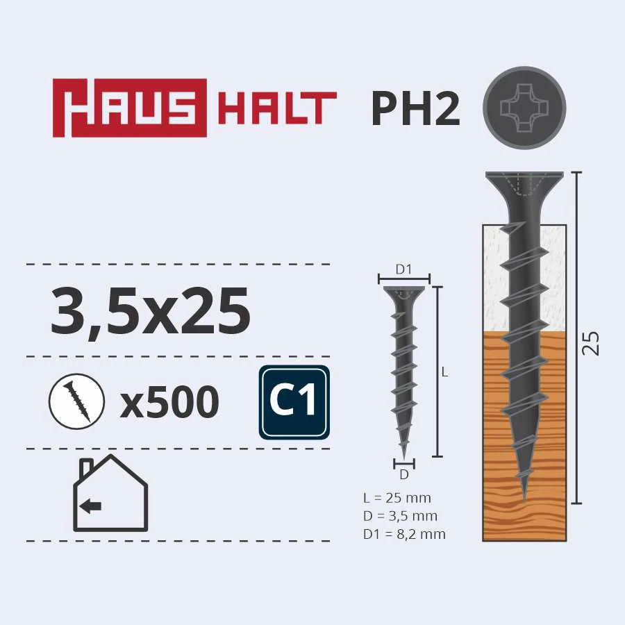 HAUSHALT Koka skrūve, gk plāksnes Haushalt