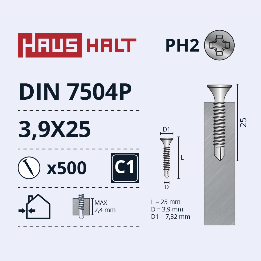HAUSHALT Pašvītņojošā skrūve Haushalt DIN 7504P