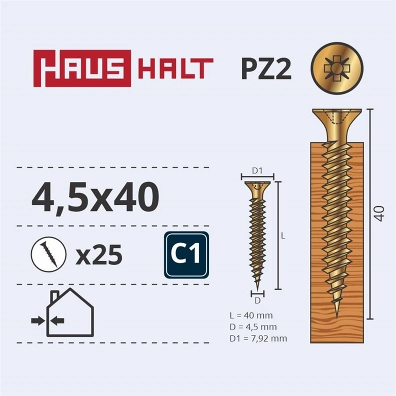 HAUSHALT Koka skrūve, universāls Haushalt PZ2