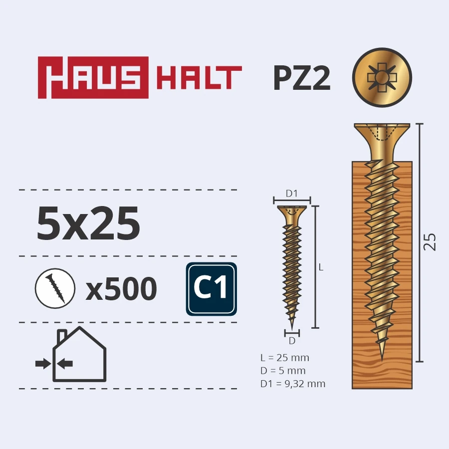 HAUSHALT Koka skrūve, universāls Haushalt PZ2