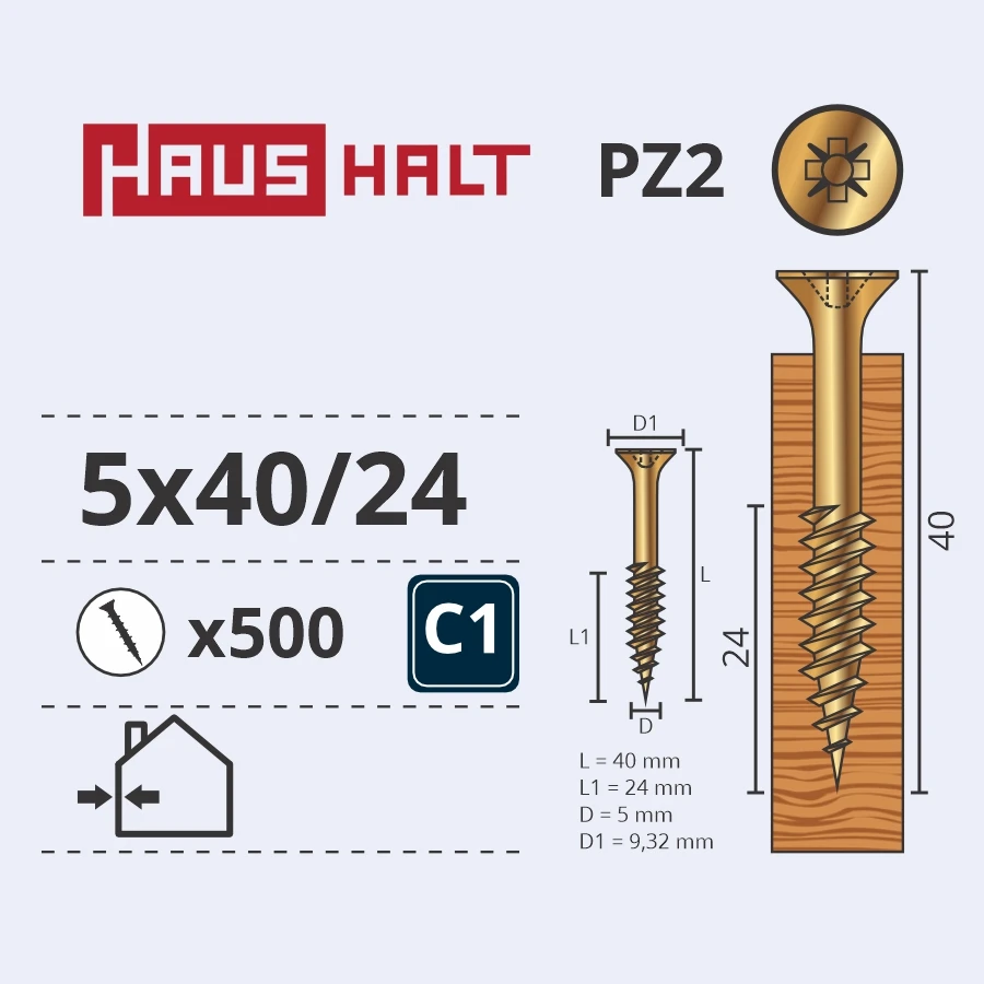 HAUSHALT Koka skrūve, universāls Haushalt PZ2