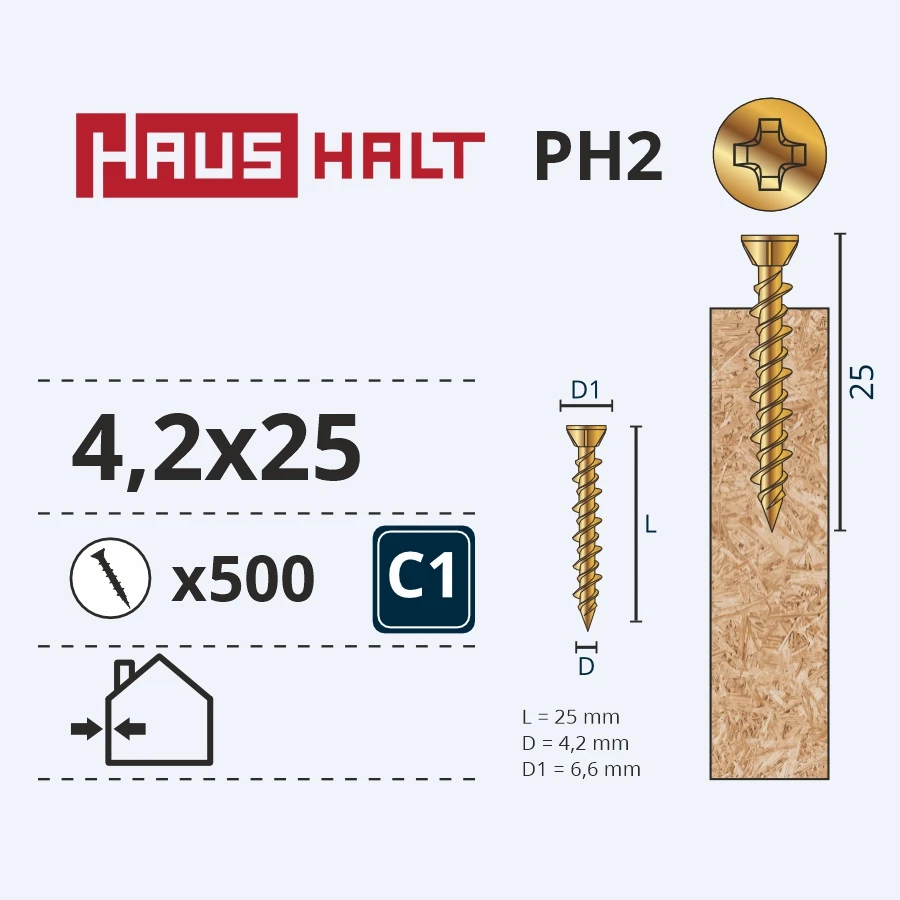HAUSHALT Koka skrūve, osb plāksnes Haushalt
