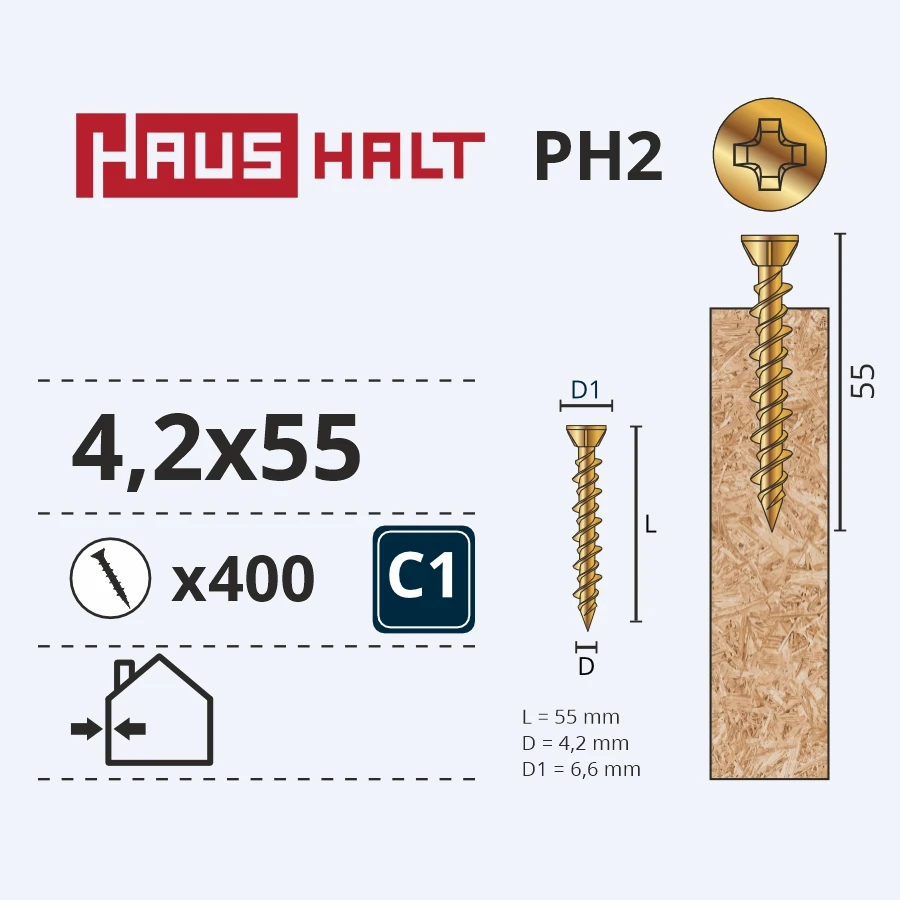 HAUSHALT Koka skrūve, osb plāksnes Haushalt