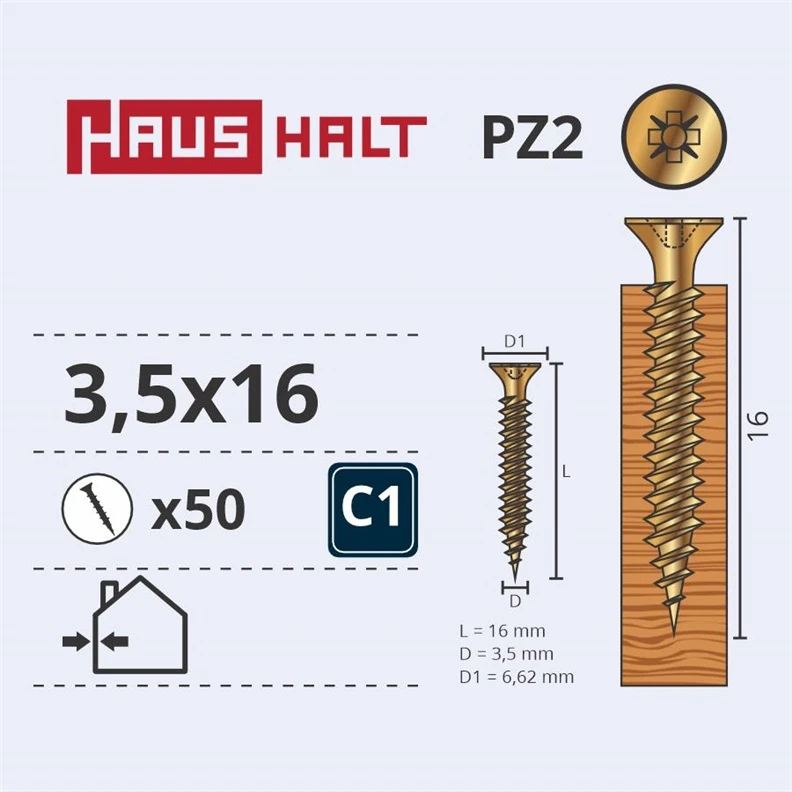 HAUSHALT Koka skrūve, universāls Haushalt, 3