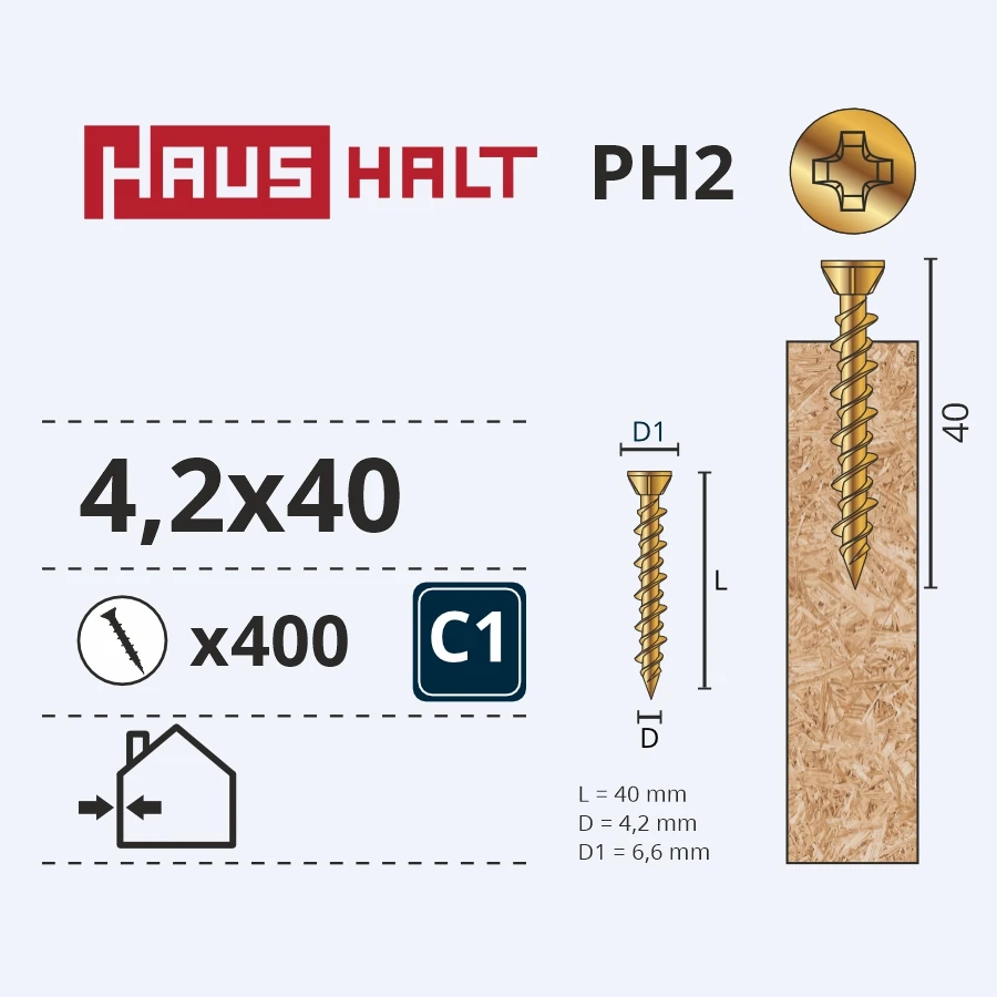 HAUSHALT Koka skrūve, osb plāksnes Haushalt