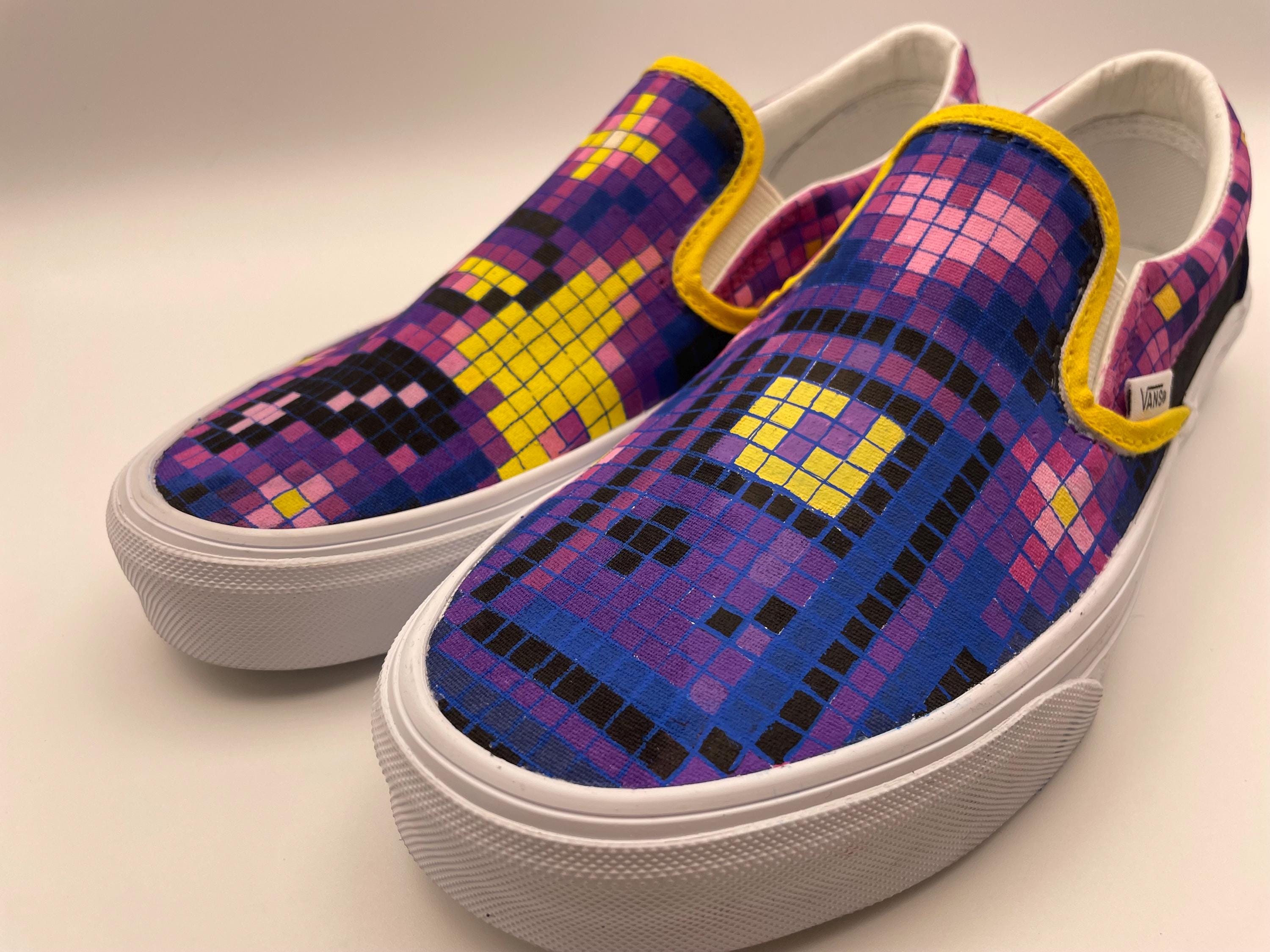 Hand painted Custom Vans "8bit pop" Size UK6 - image 8