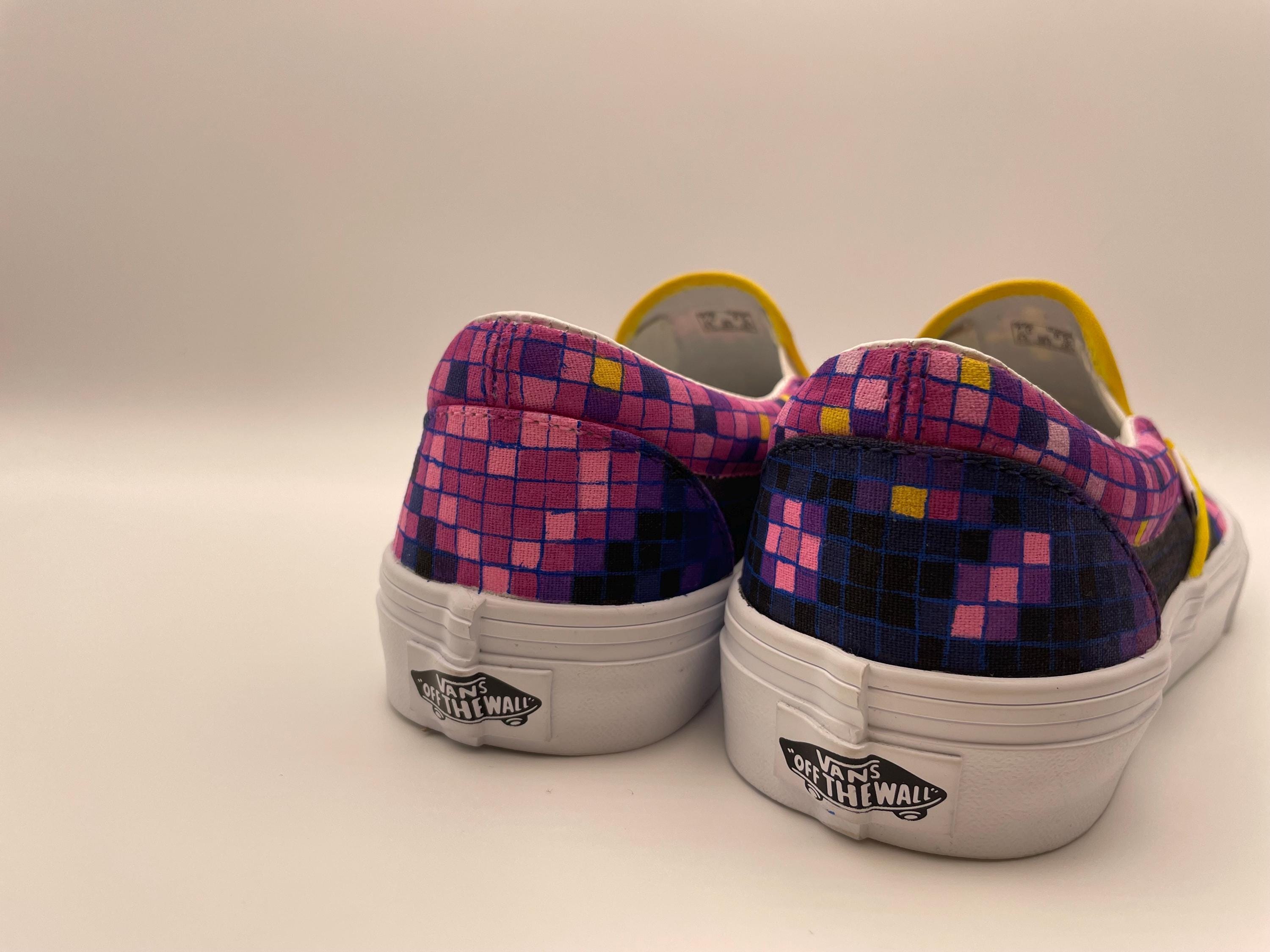 Hand painted Custom Vans "8bit pop" Size UK6 - image 6