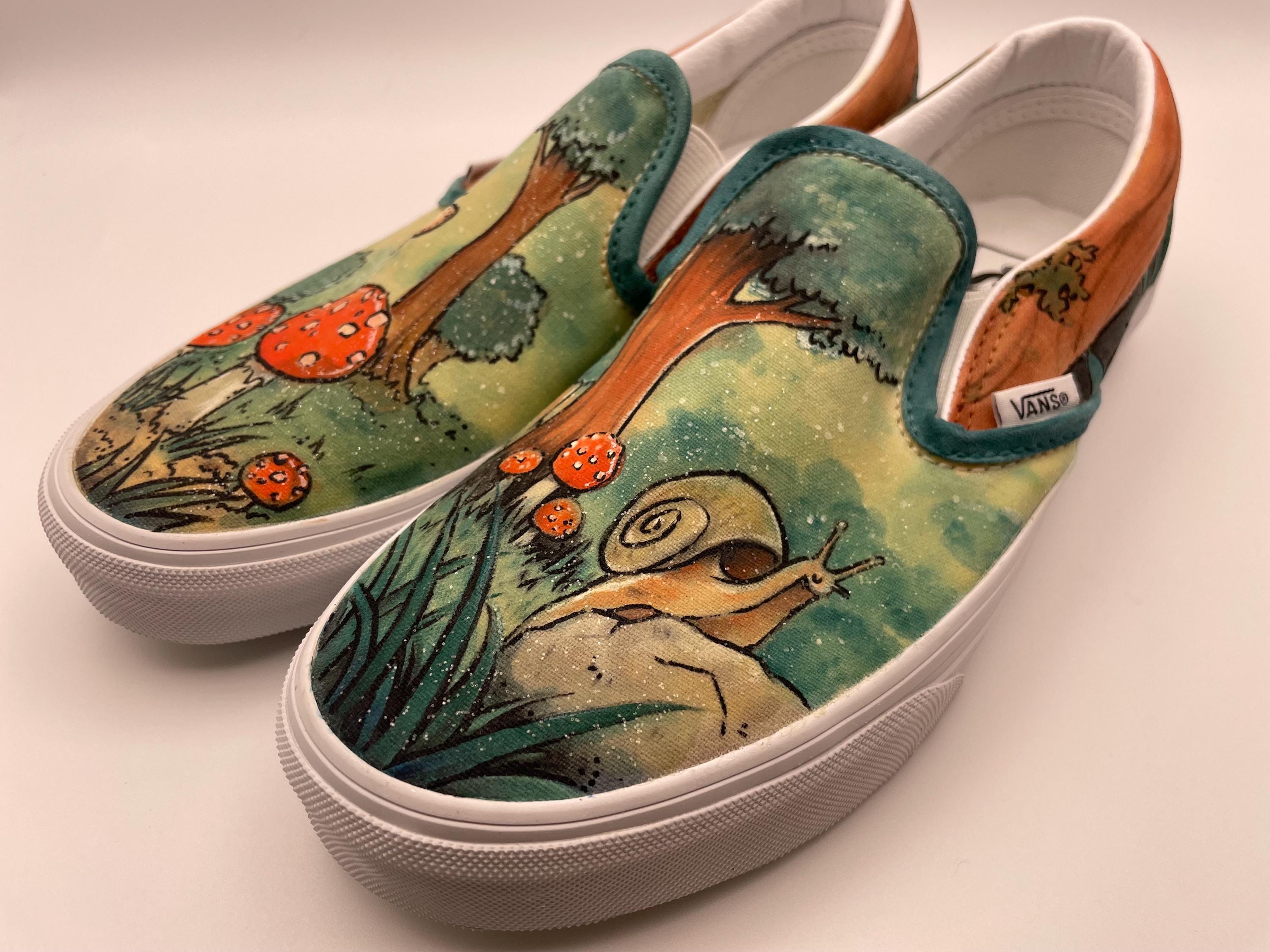 Hand painted Custom Vans "Woodland" Size UK 5