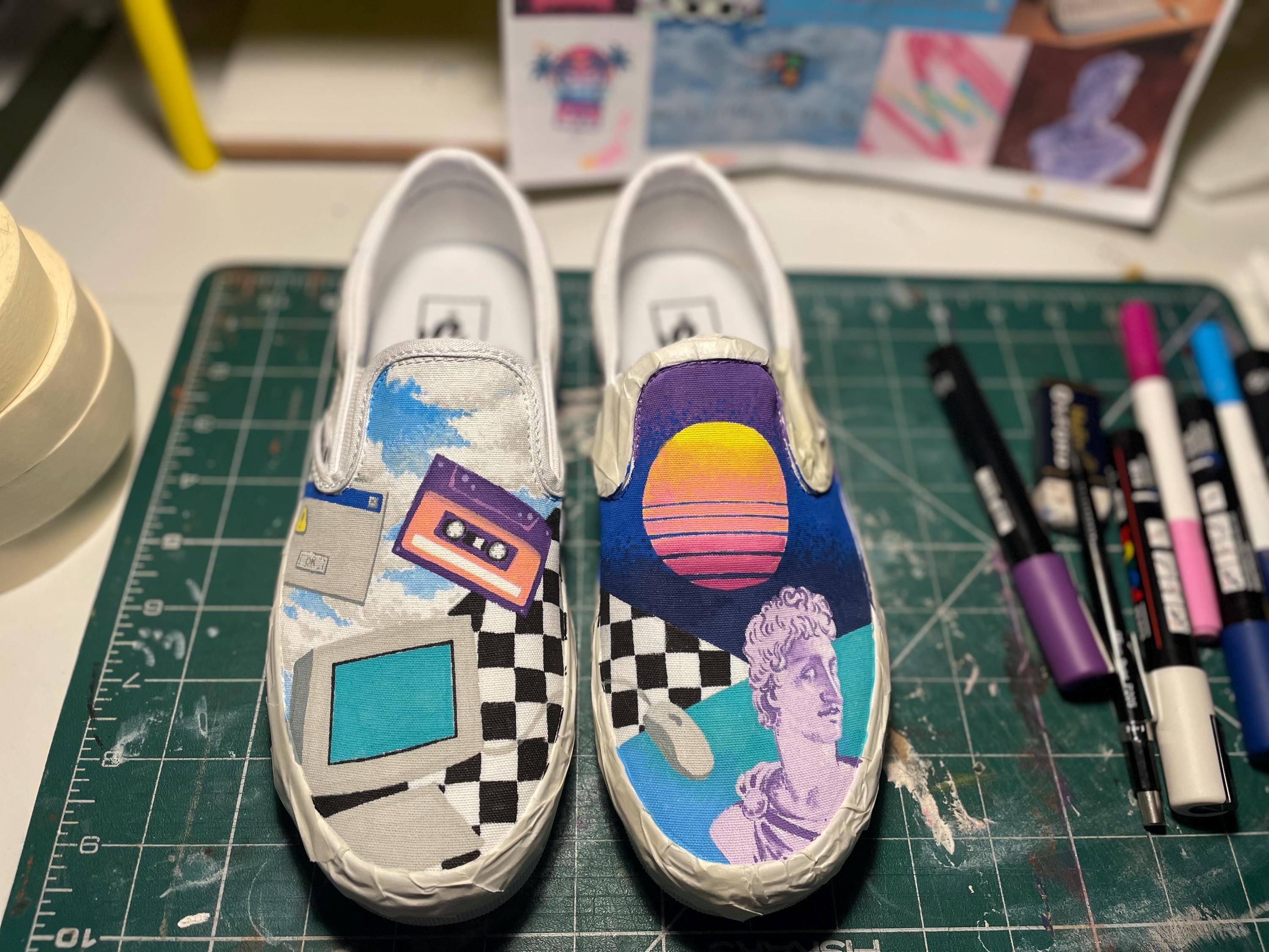Retro/Vaporwave Custom Vans size UK 5 - image 9