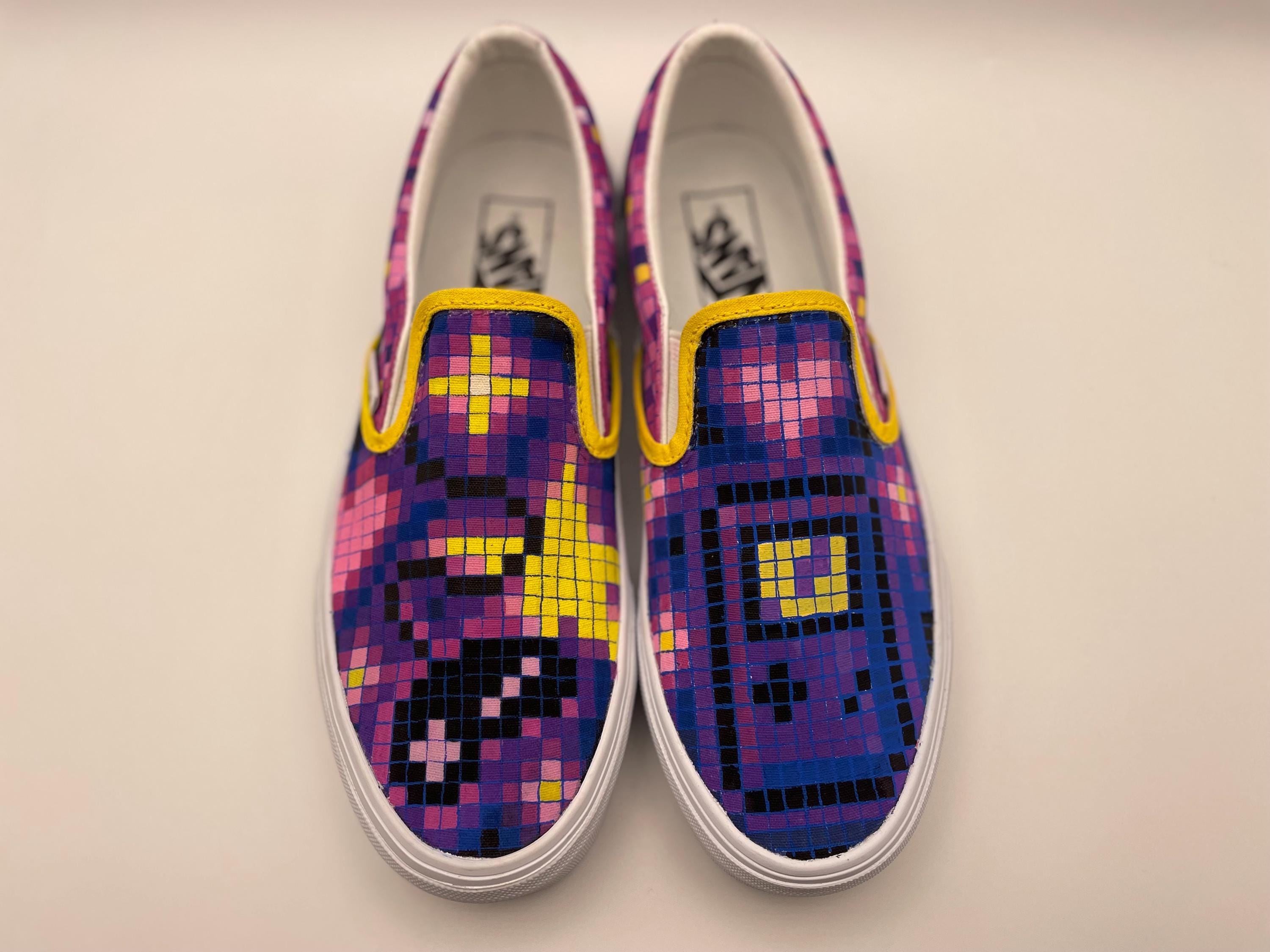 Hand painted Custom Vans "8bit pop" Size UK6 - image 2