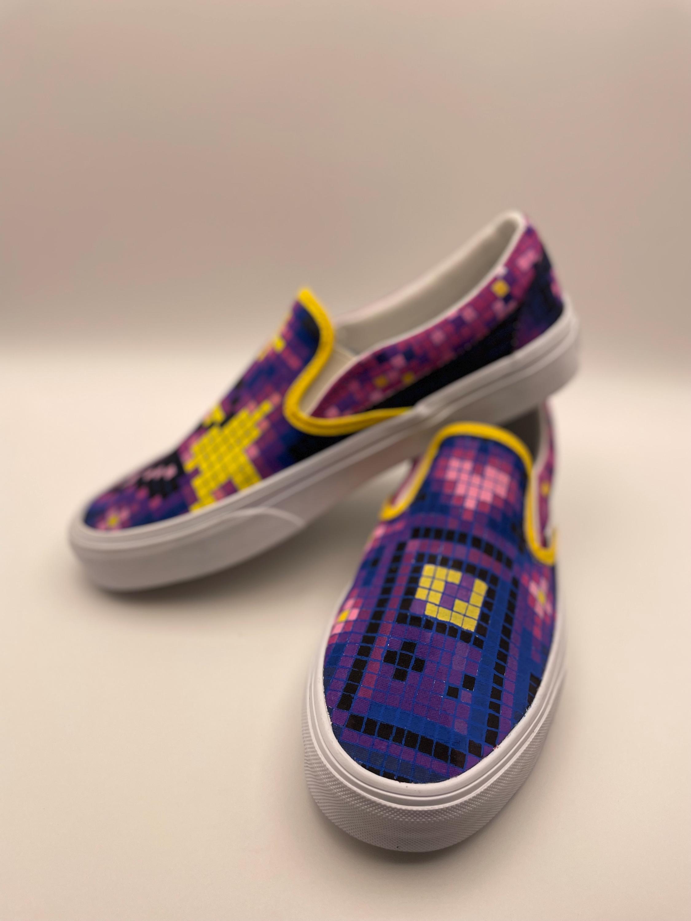 Hand painted Custom Vans "8bit pop" Size UK6 - image 7