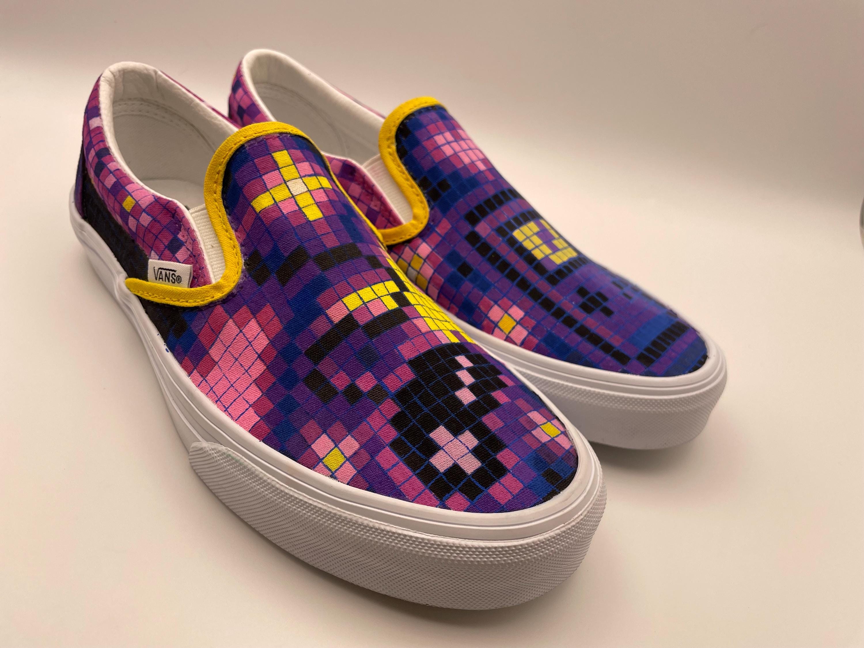 Hand painted Custom Vans "8bit pop" Size UK6