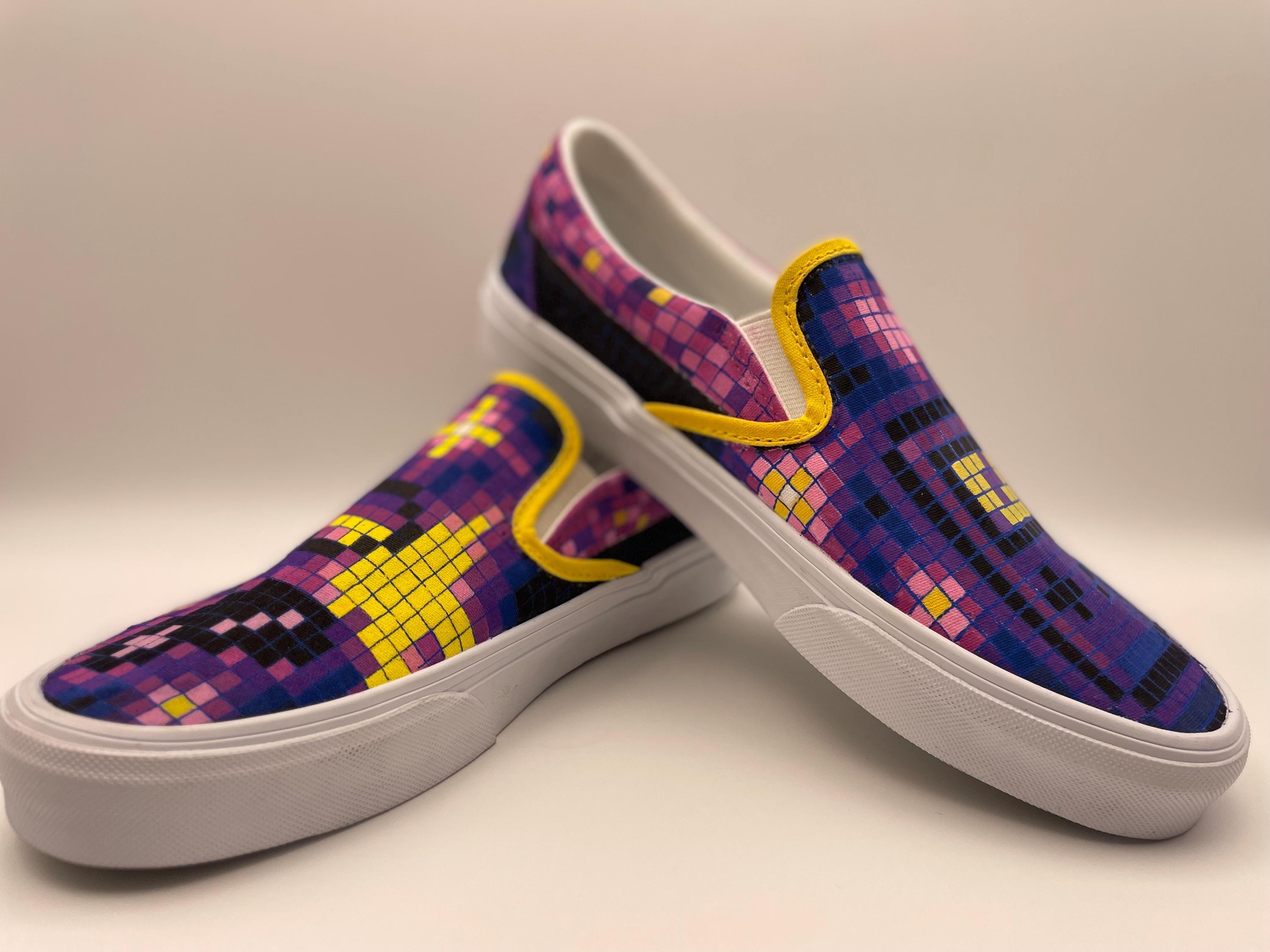 Hand painted Custom Vans "8bit pop" Size UK6 - image 9