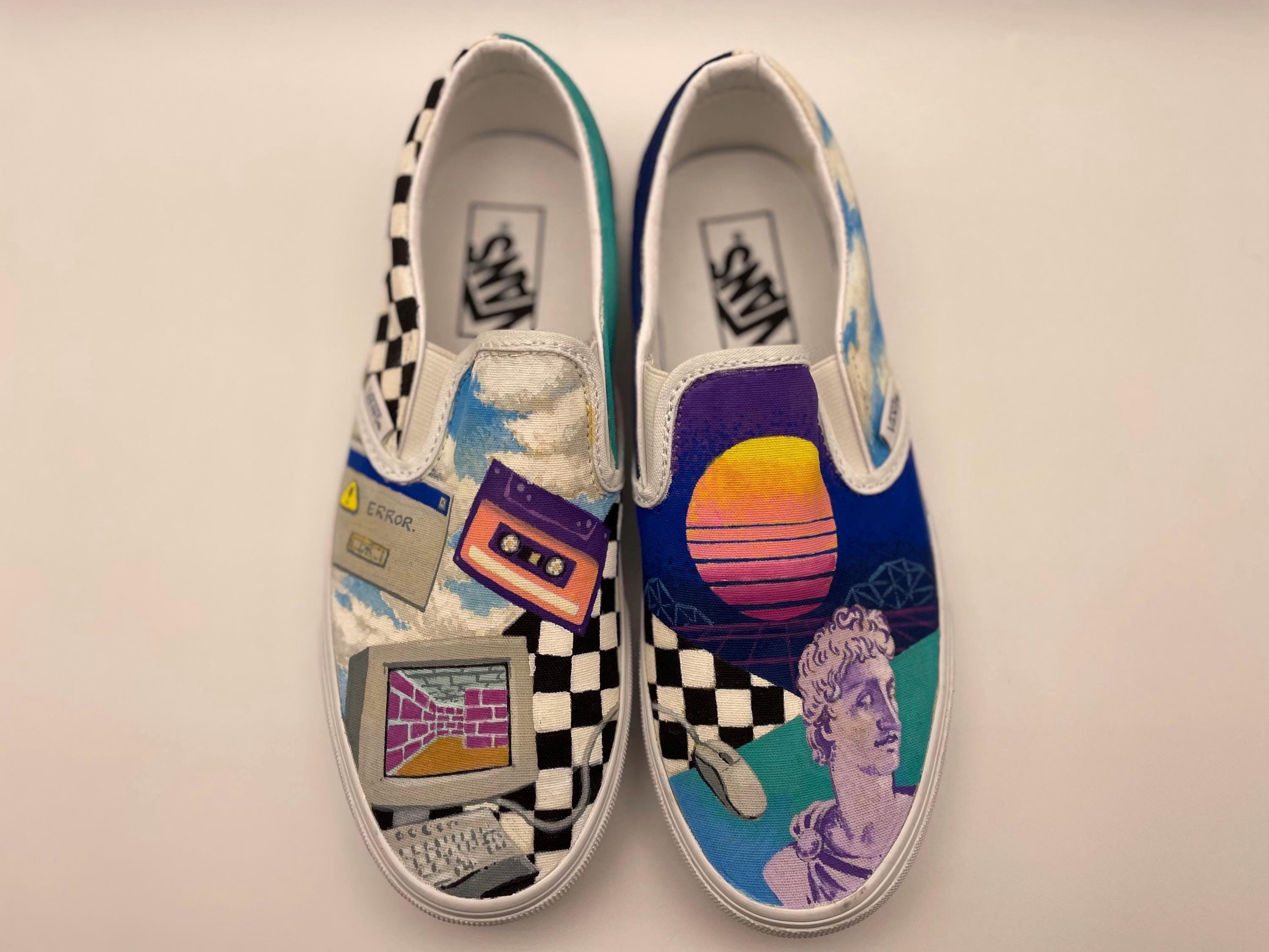 Retro/Vaporwave Custom Vans size UK 5 - image 3