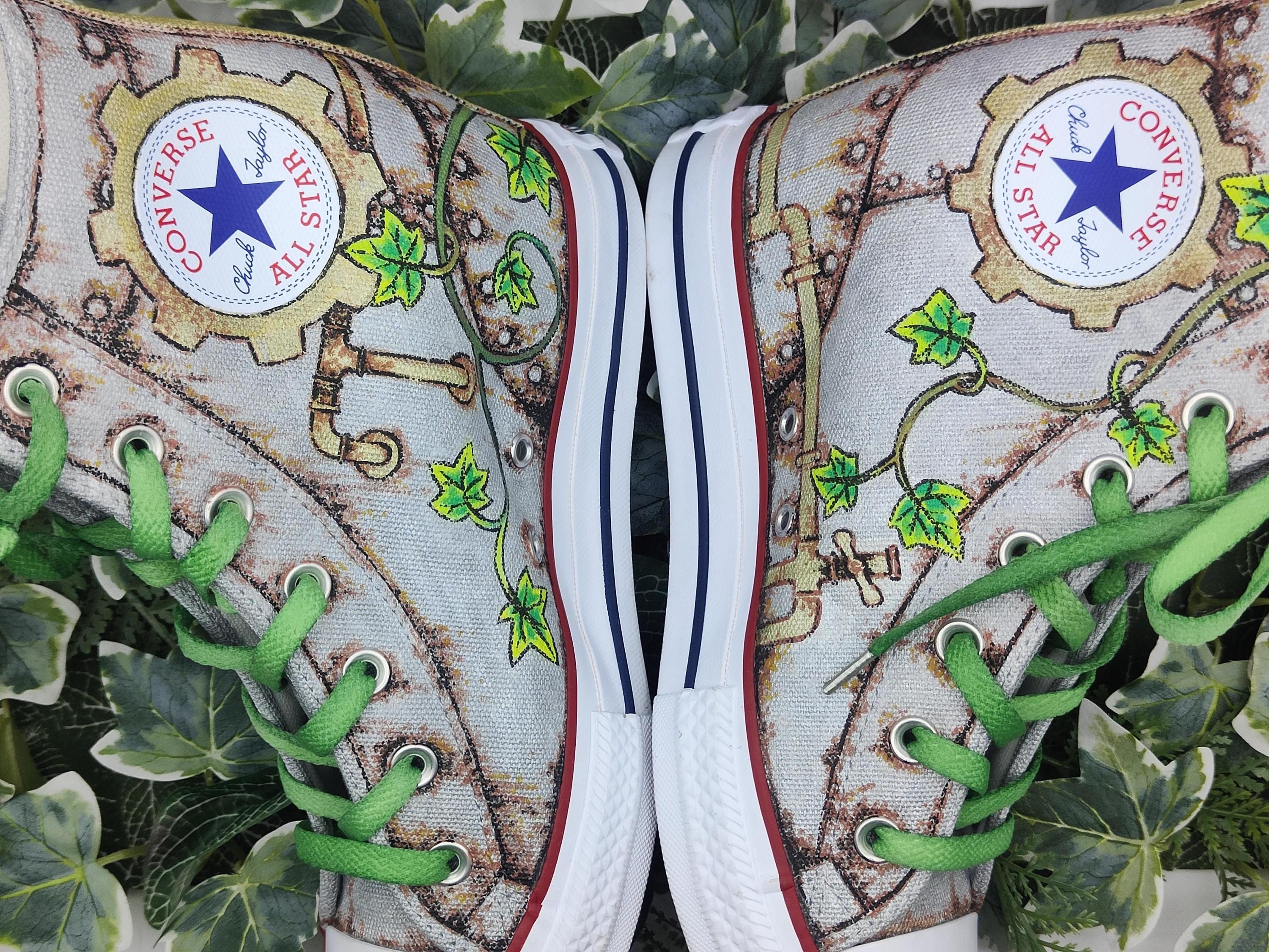 Hand painted custom Converse "Lost City" Size 7 UK - image 6