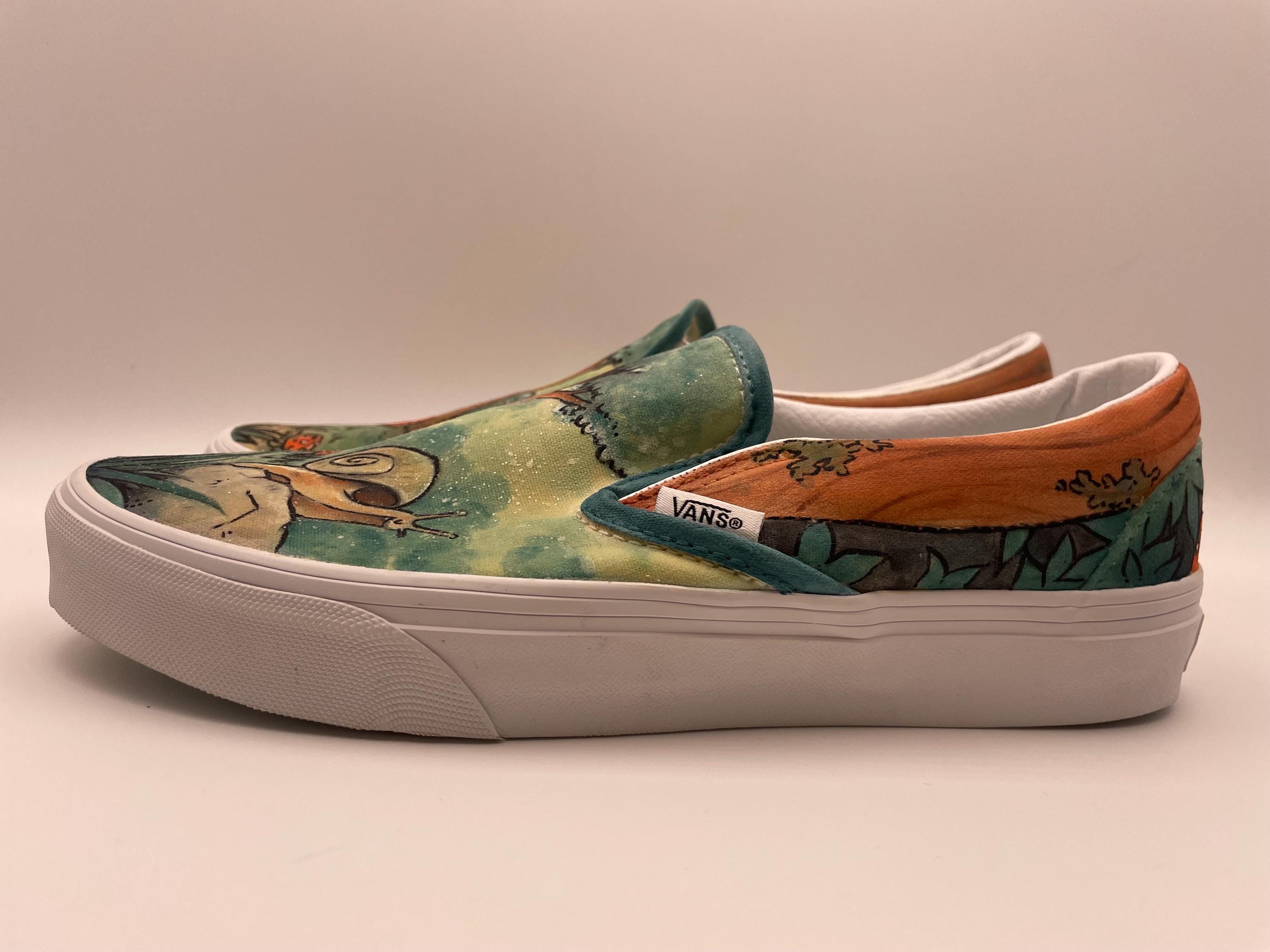 Hand painted Custom Vans "Woodland" Size UK 5 - image 5