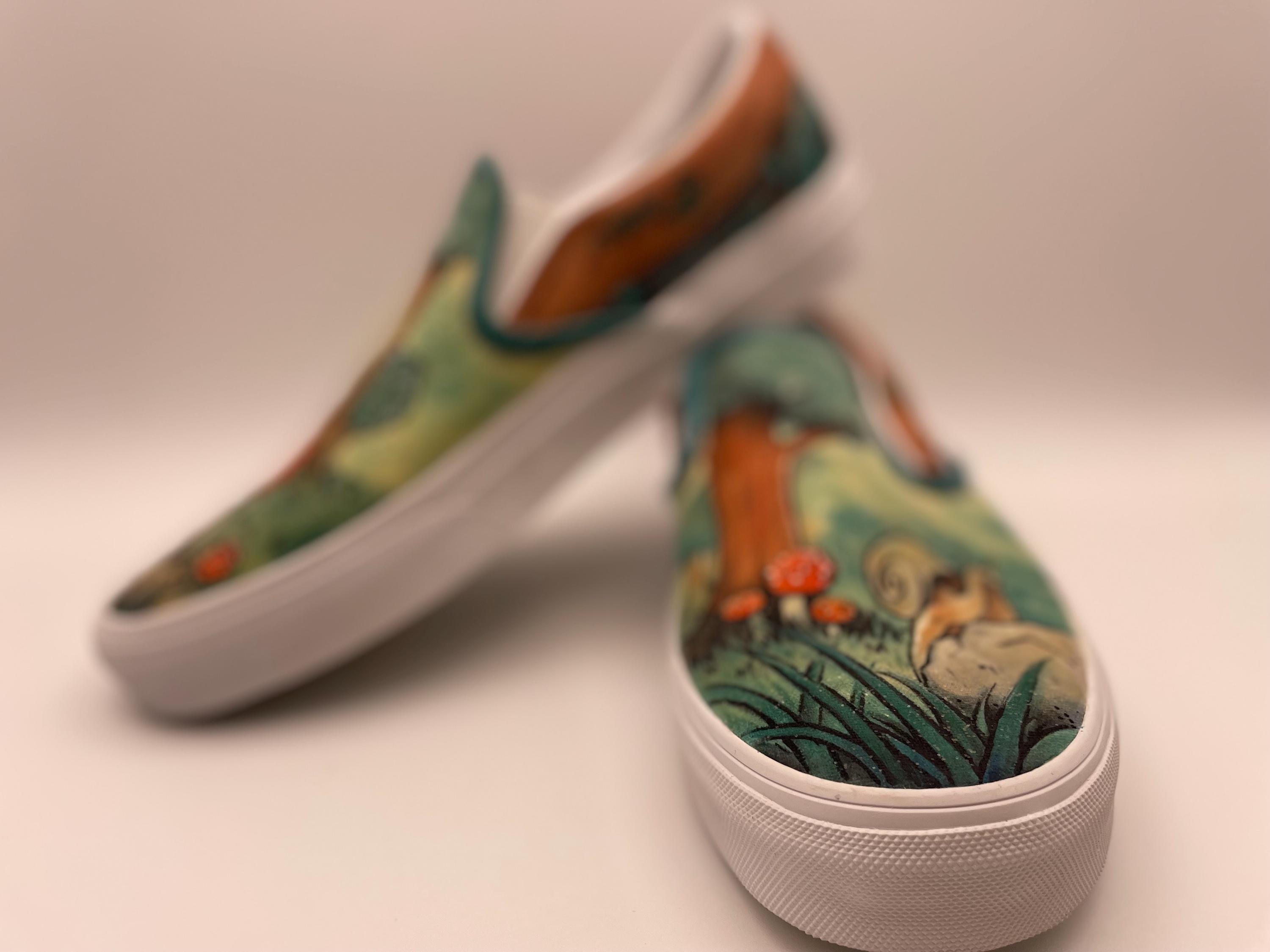 Hand painted Custom Vans "Woodland" Size UK 5 - image 7