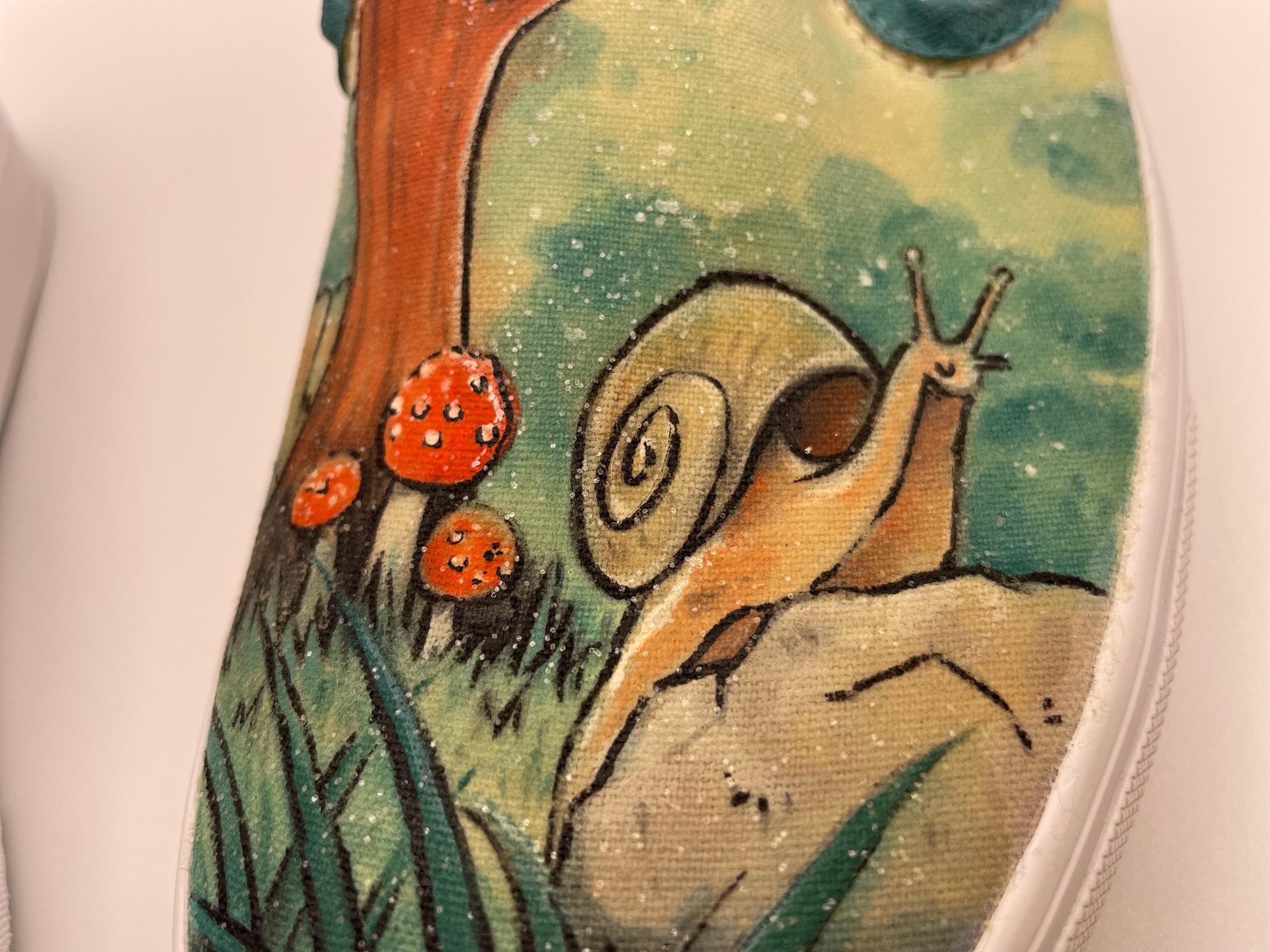 Hand painted Custom Vans "Woodland" Size UK 5 - image 9