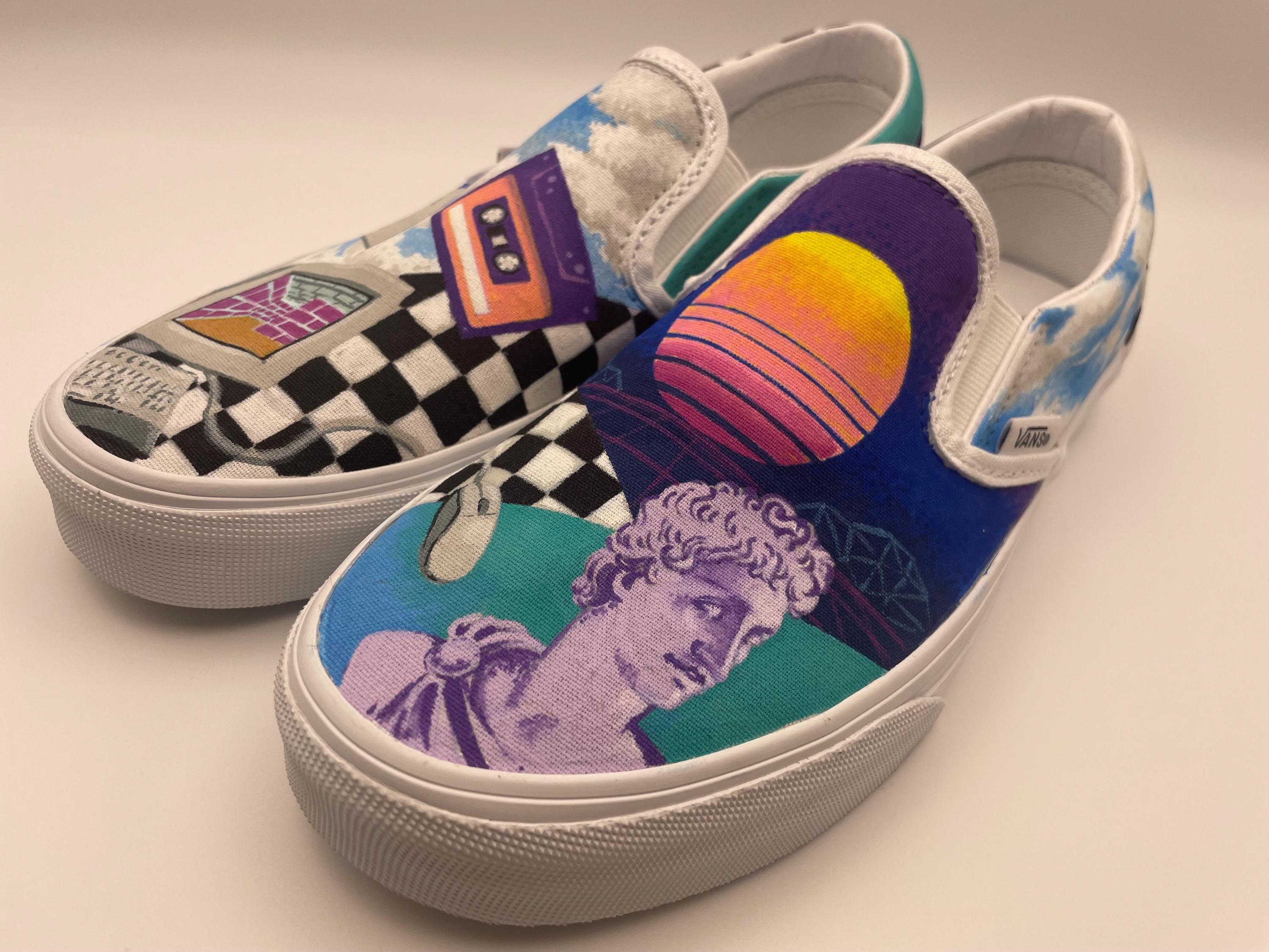 Retro/Vaporwave Custom Vans size UK 5