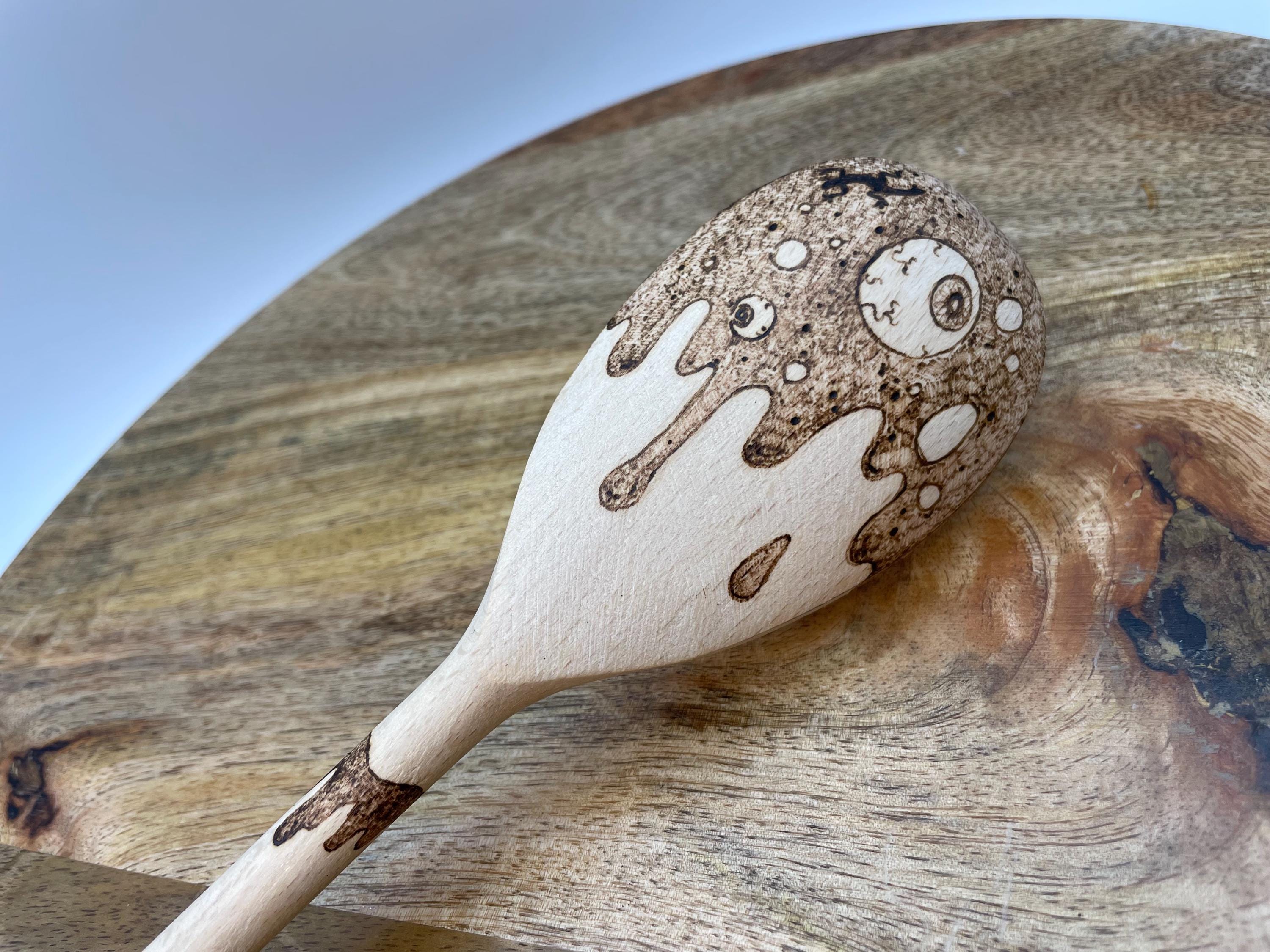 Hand burned wooden spoon