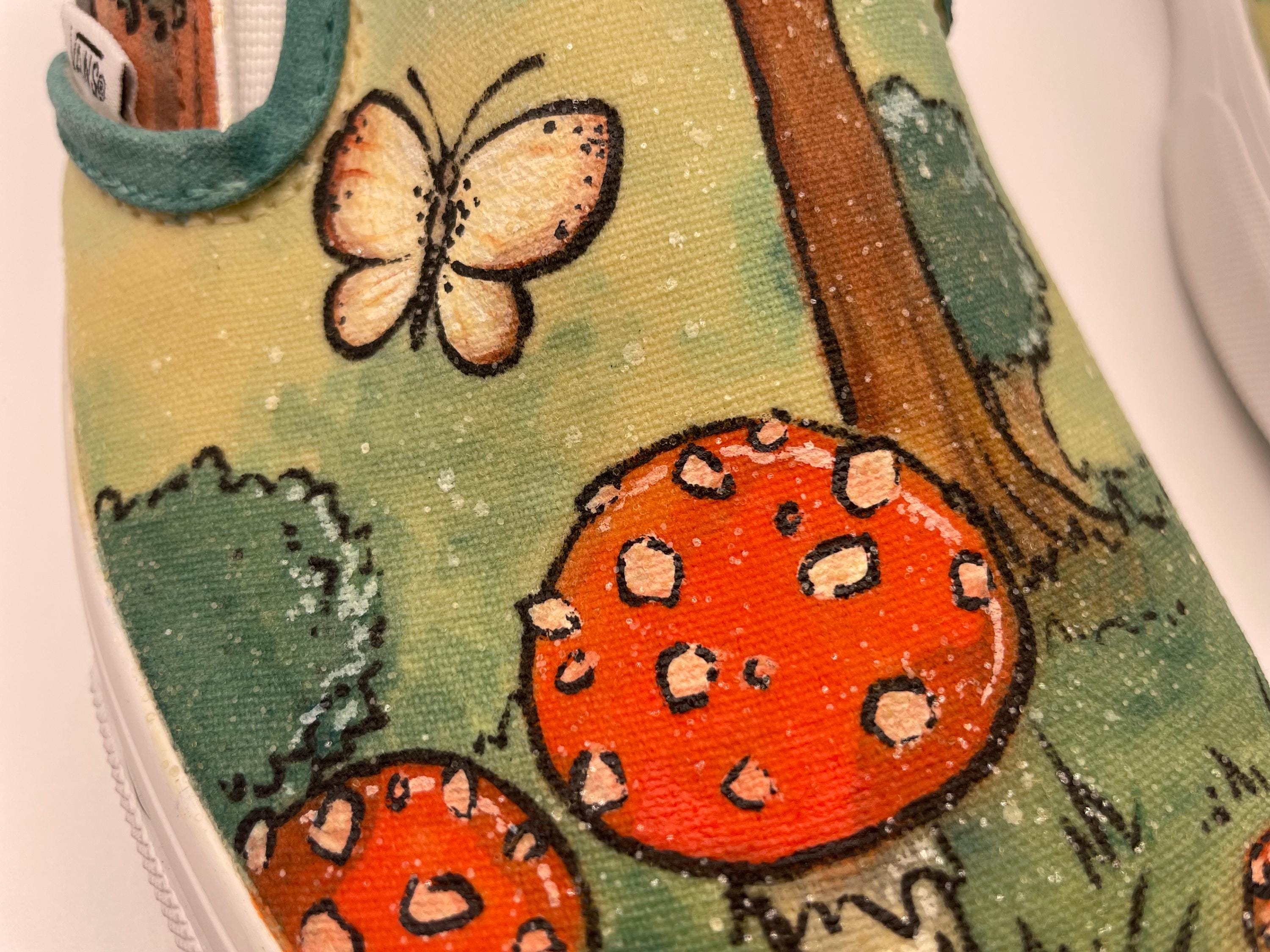 Hand painted Custom Vans "Woodland" Size UK 5 - image 8