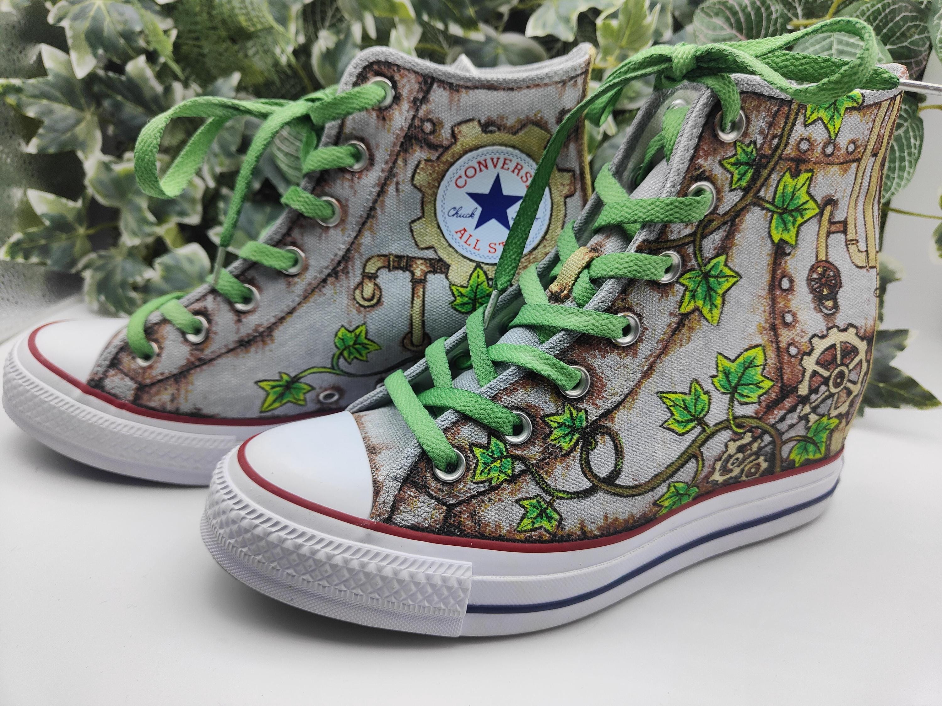 Hand painted custom Converse "Lost City" Size 7 UK - image 5