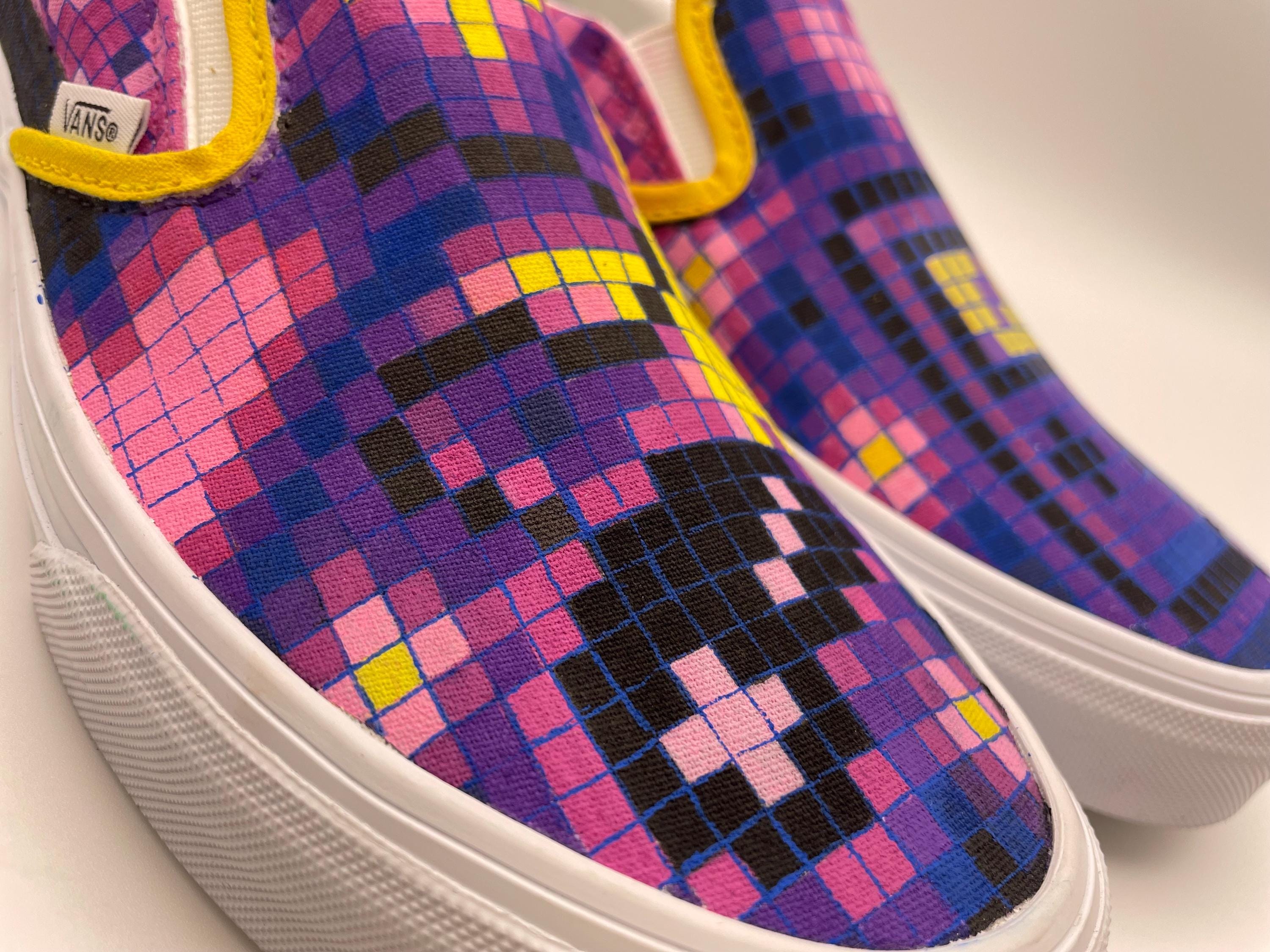 Hand painted Custom Vans "8bit pop" Size UK6 - image 10