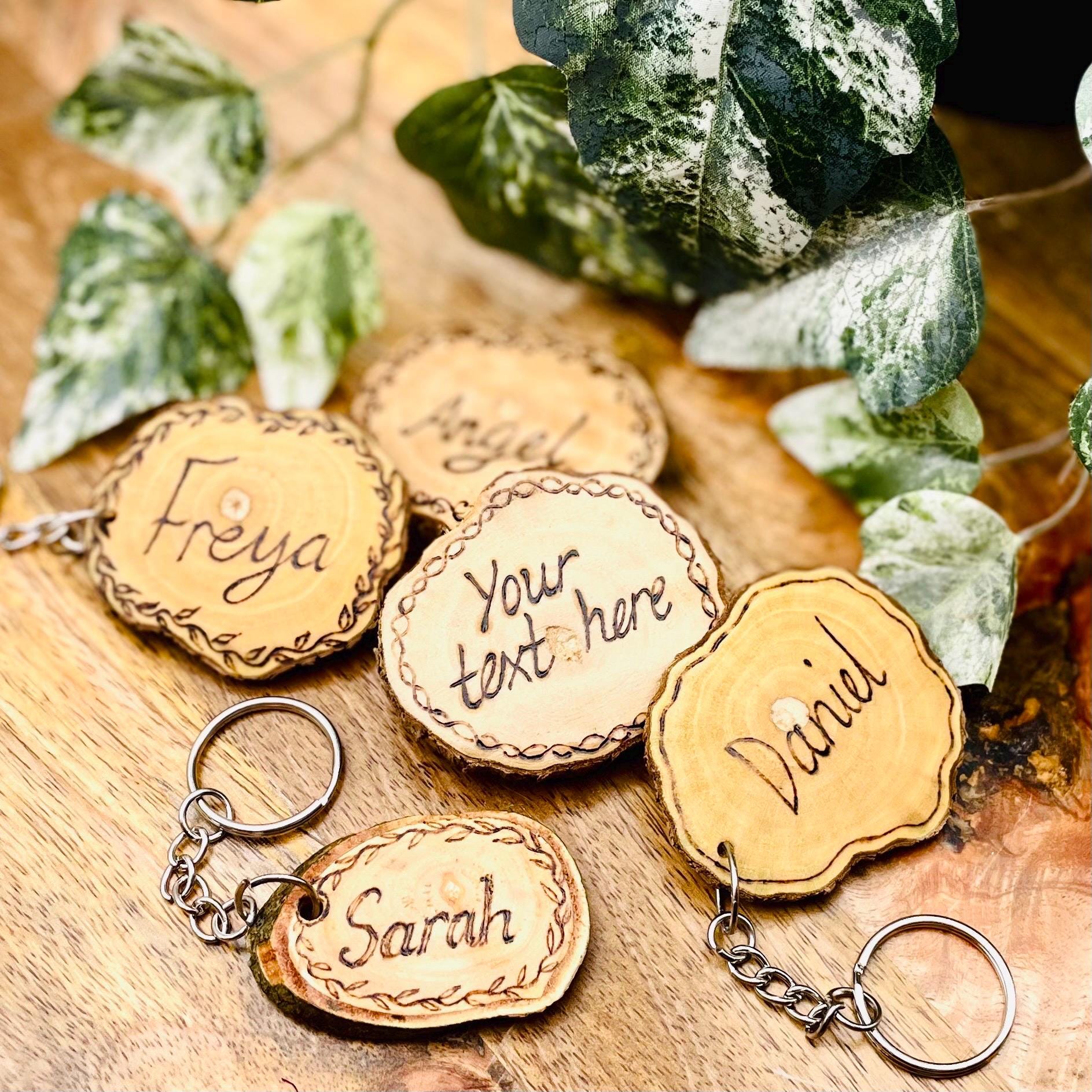 Personalised hand burnt keyring