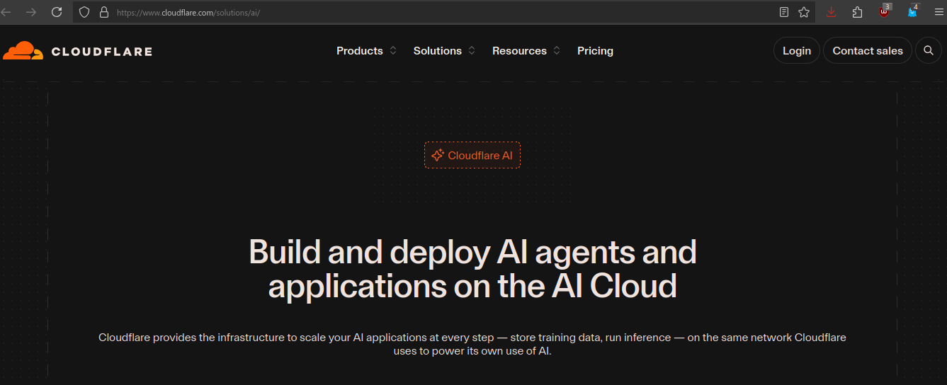 Screenshot of Cloudflare's "AI Cloud", the same Cloudflare used by webmasters to supposedly fight AI crawling.