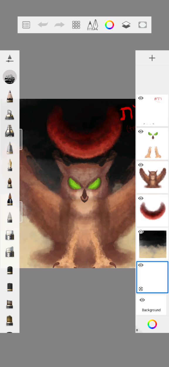 Screenshot of Sketchbook, with the Krita drawing successfully imported as independent layers.