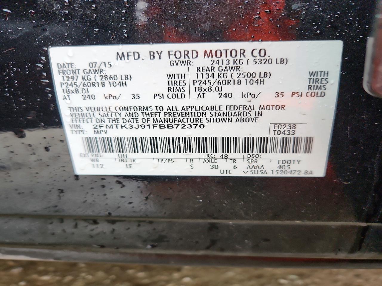 2015 FORD EDGE SEL photo 40