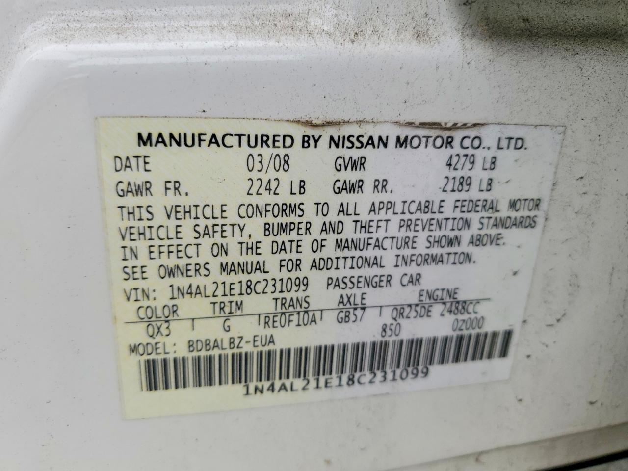 2008 NISSAN ALTIMA 2.5 photo 45