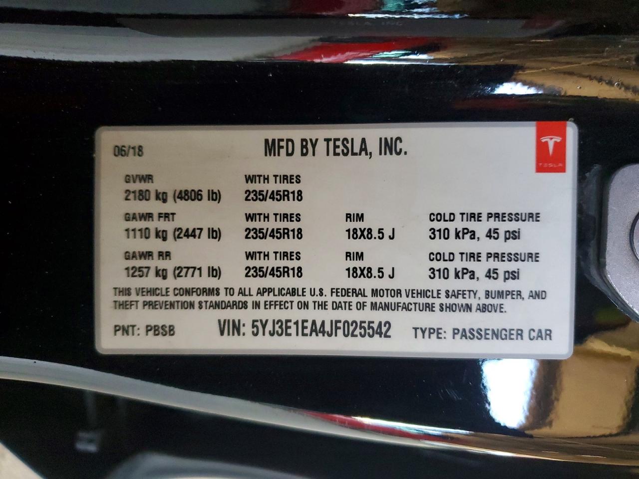 2018 TESLA MODEL 3 photo 25