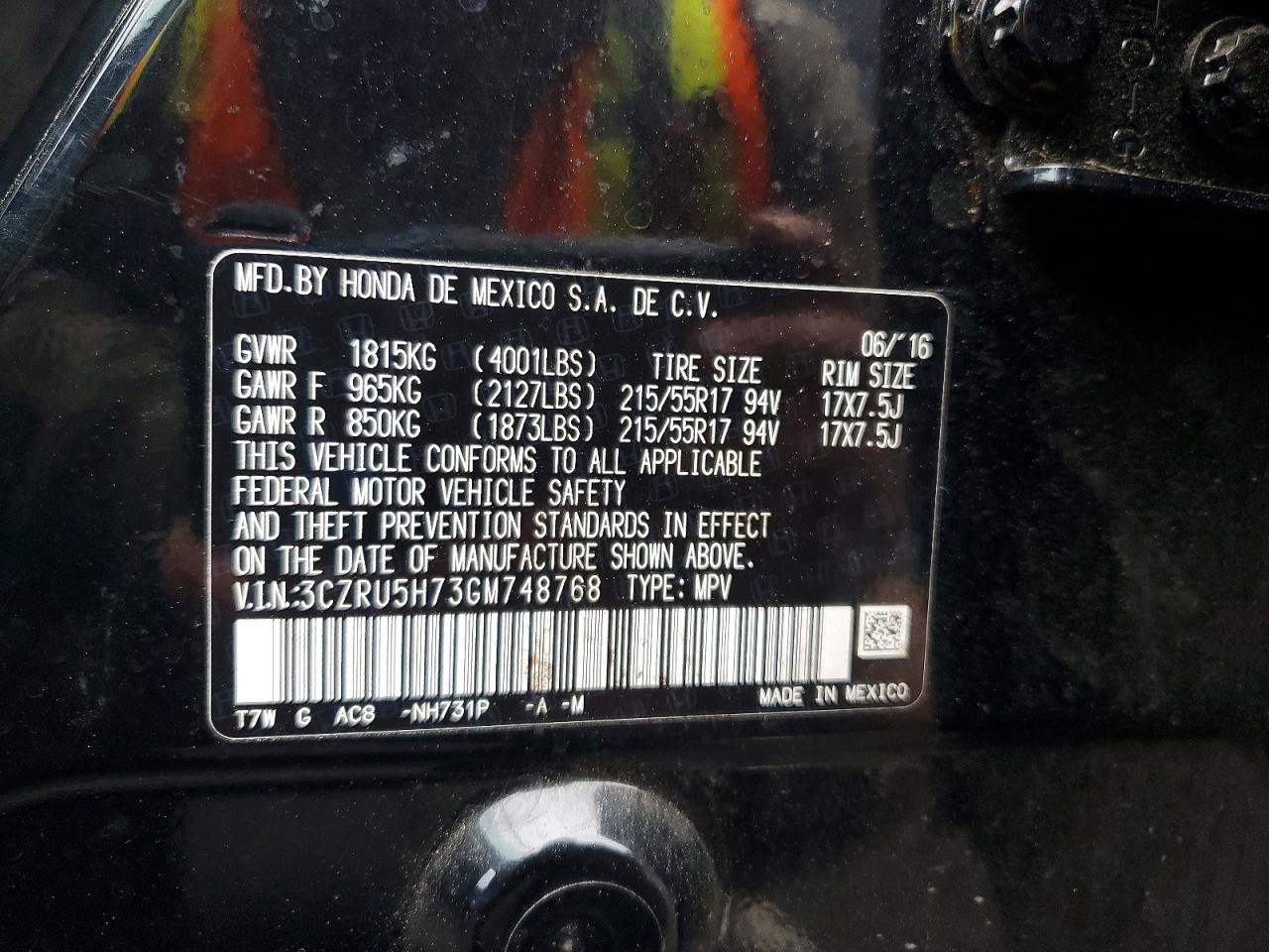 2016 HONDA HR-V EXL photo 12
