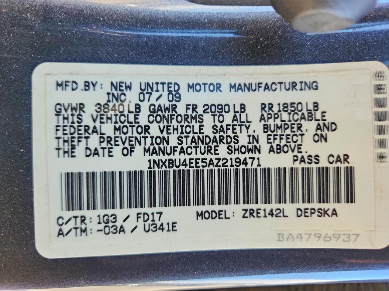 2010 TOYOTA COROLLA S photo 12