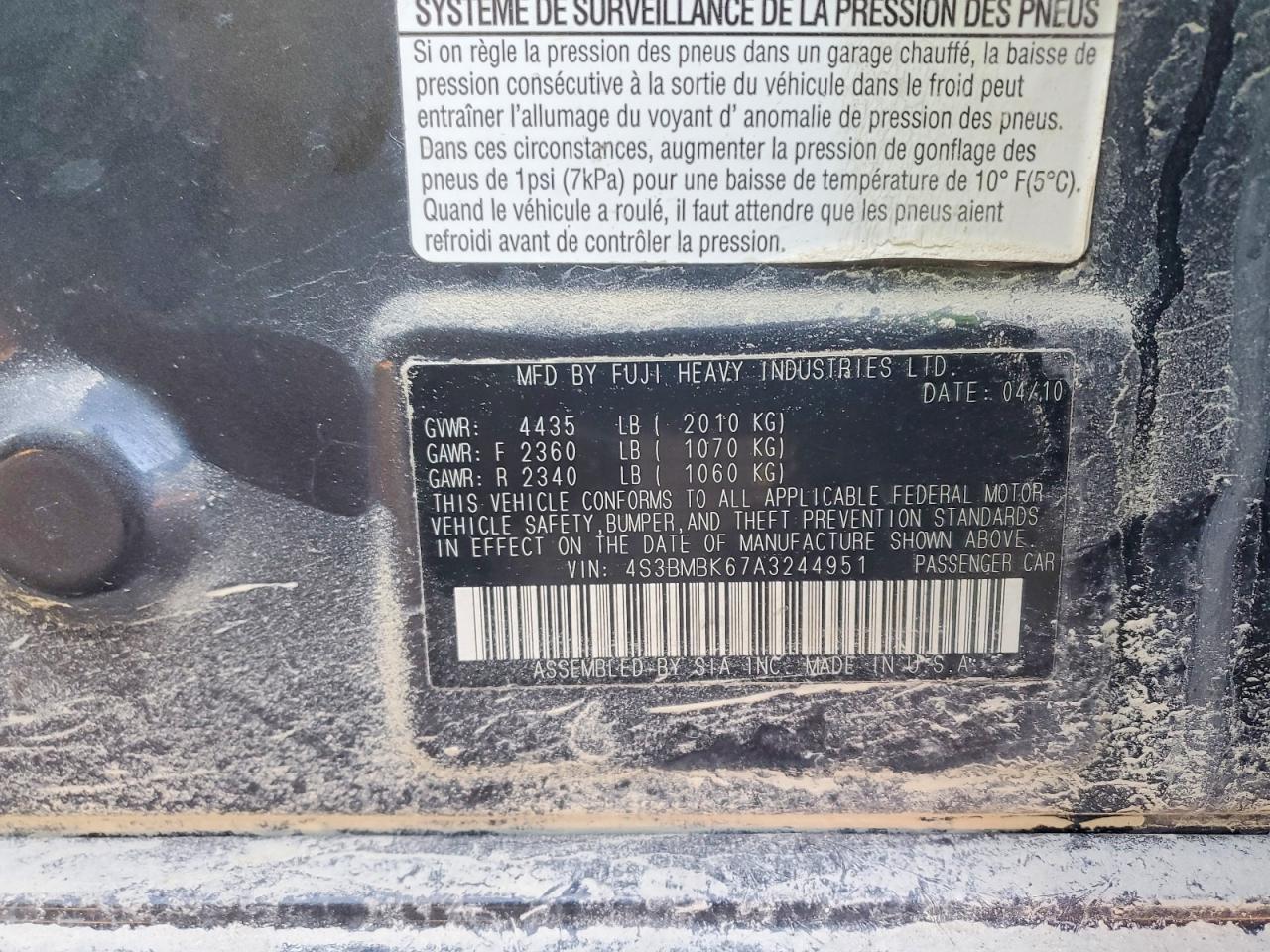 2010 SUBARU LEGACY 2.5I LIMITED photo 23