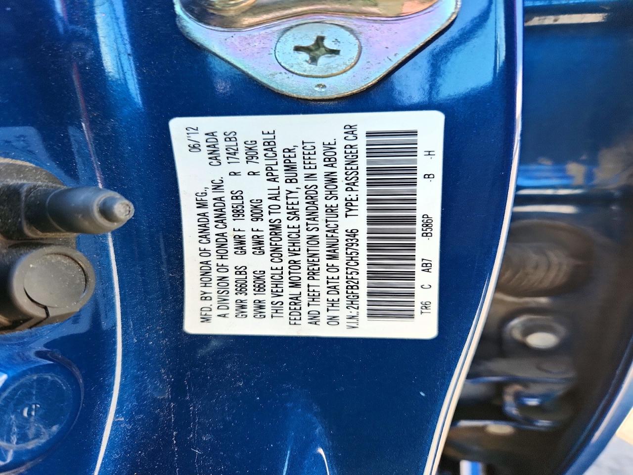 2012 HONDA CIVIC LX photo 23