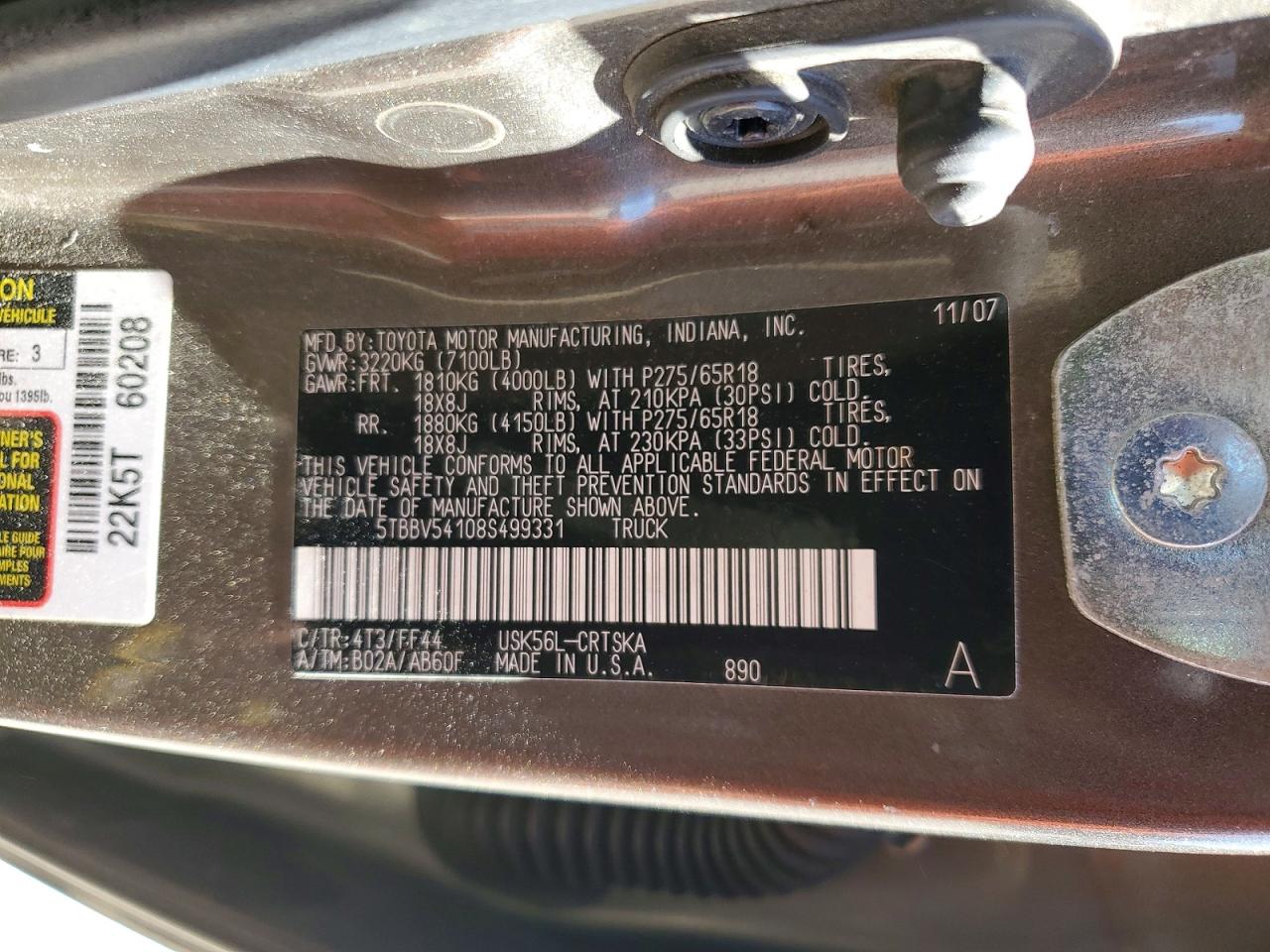 2008 TOYOTA TUNDRA SR5 photo 25