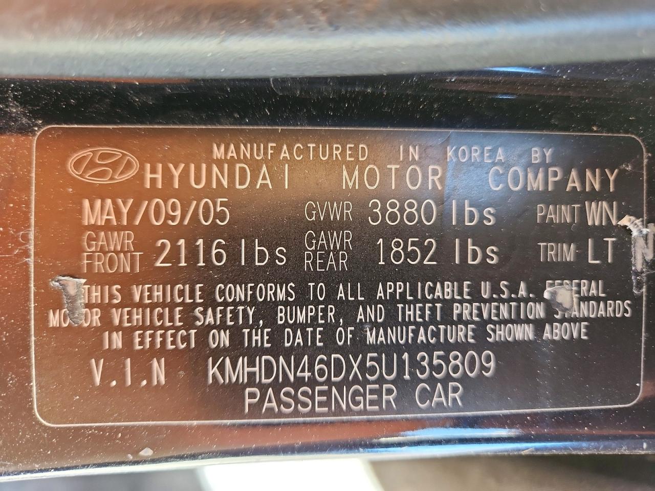 2005 HYUNDAI ELANTRA GLS photo 23