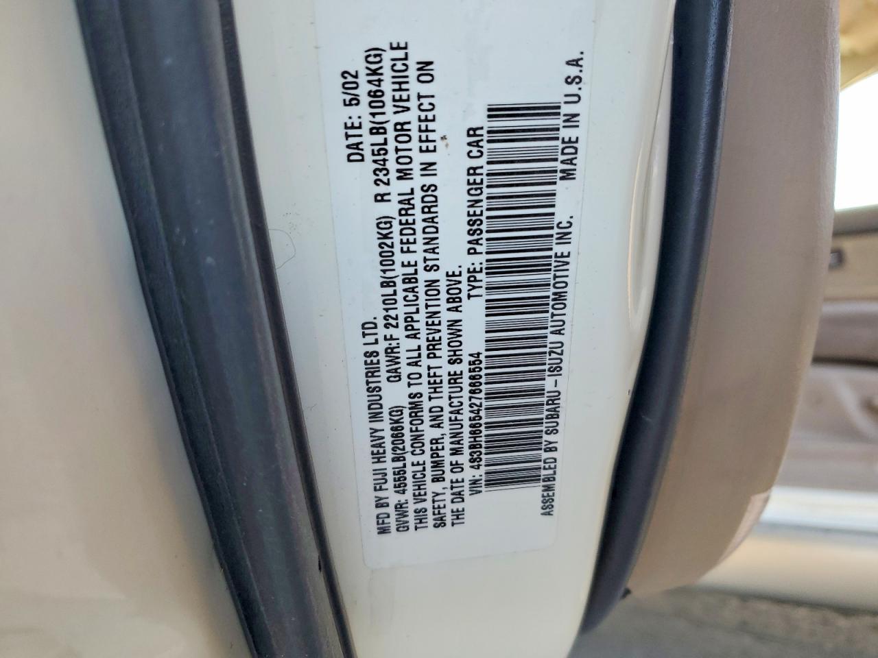 2002 SUBARU LEGACY photo 13