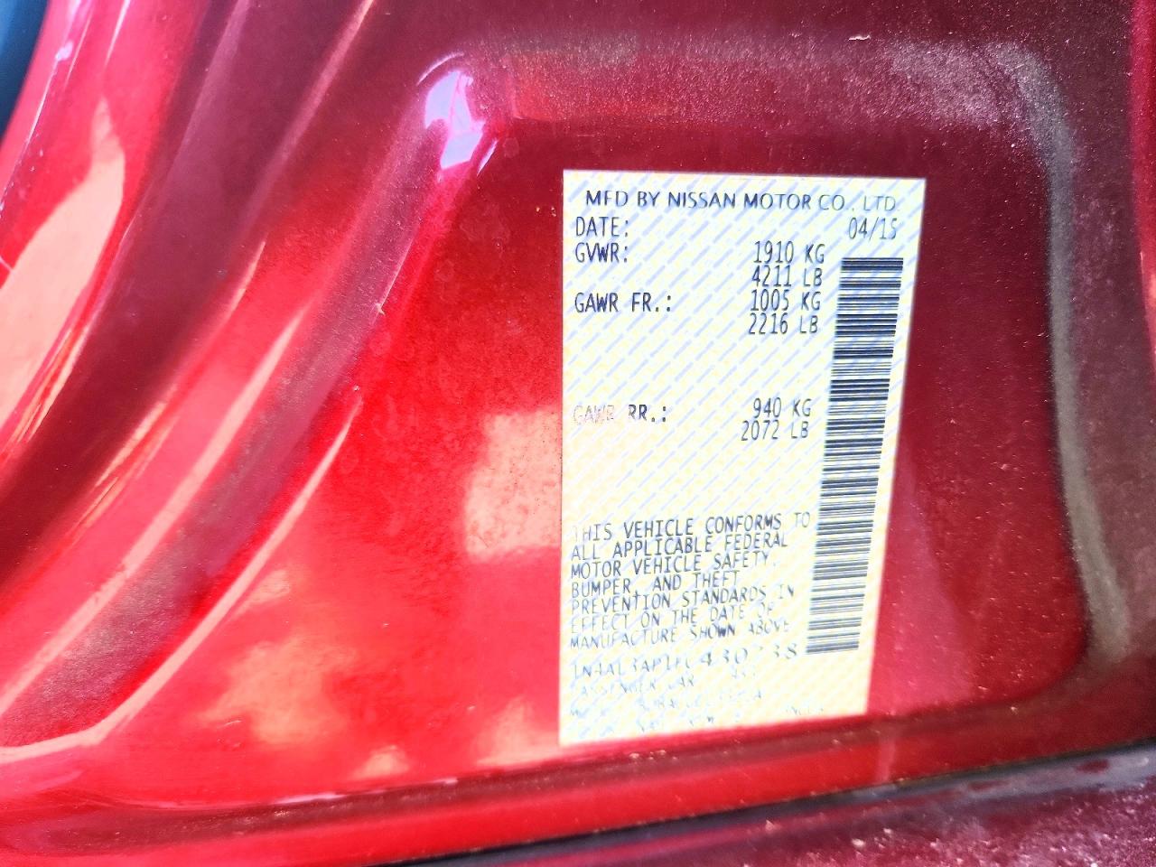 2015 NISSAN ALTIMA 2.5 S photo 12