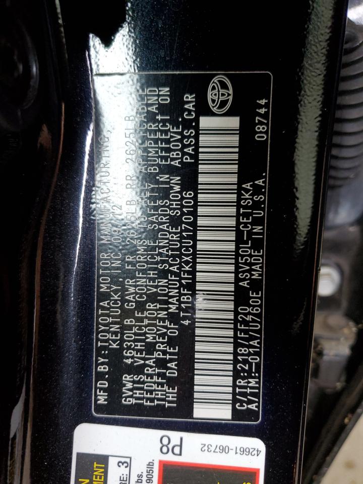 2012 TOYOTA CAMRY BASE photo 23