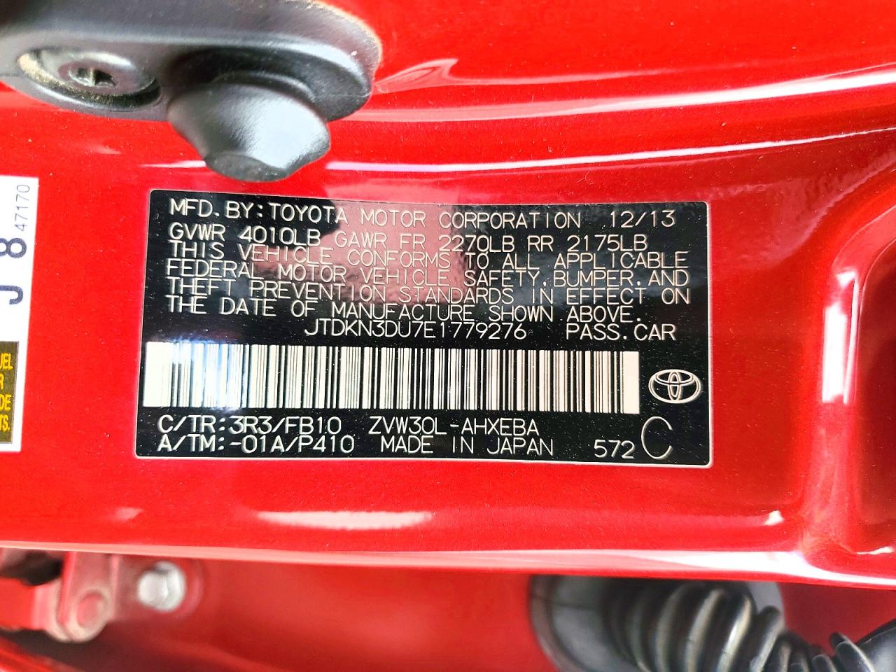 2014 TOYOTA PRIUS TWO photo 12