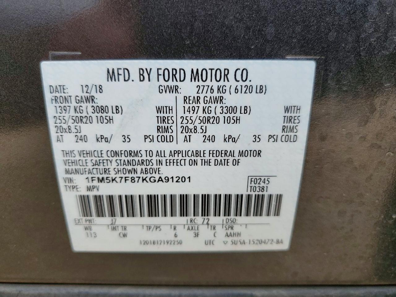 2019 FORD EXPLORER LIMITED photo 23