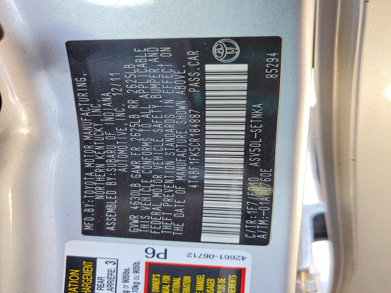 2012 TOYOTA CAMRY LE photo 34