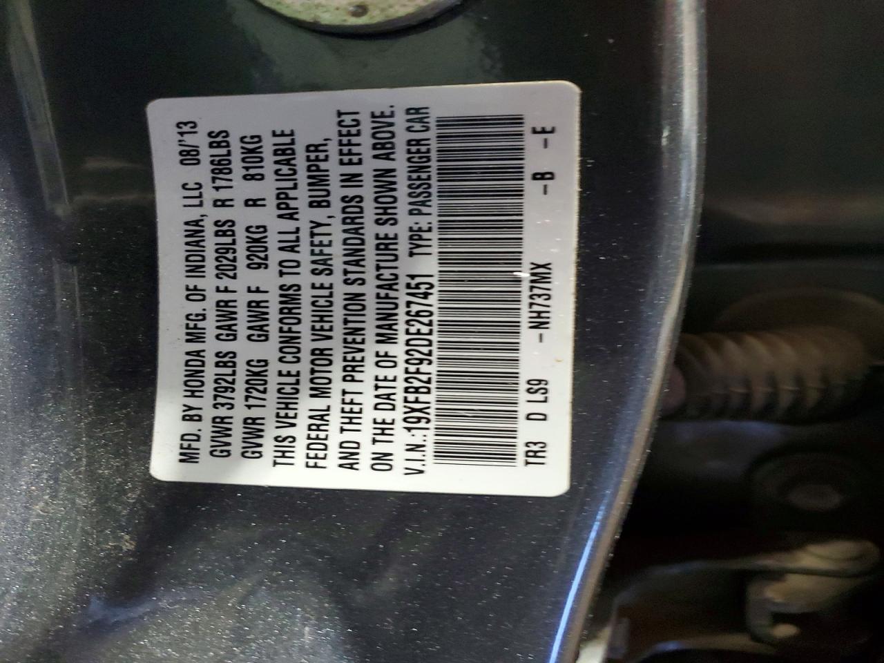 2013 HONDA CIVIC EXL photo 13