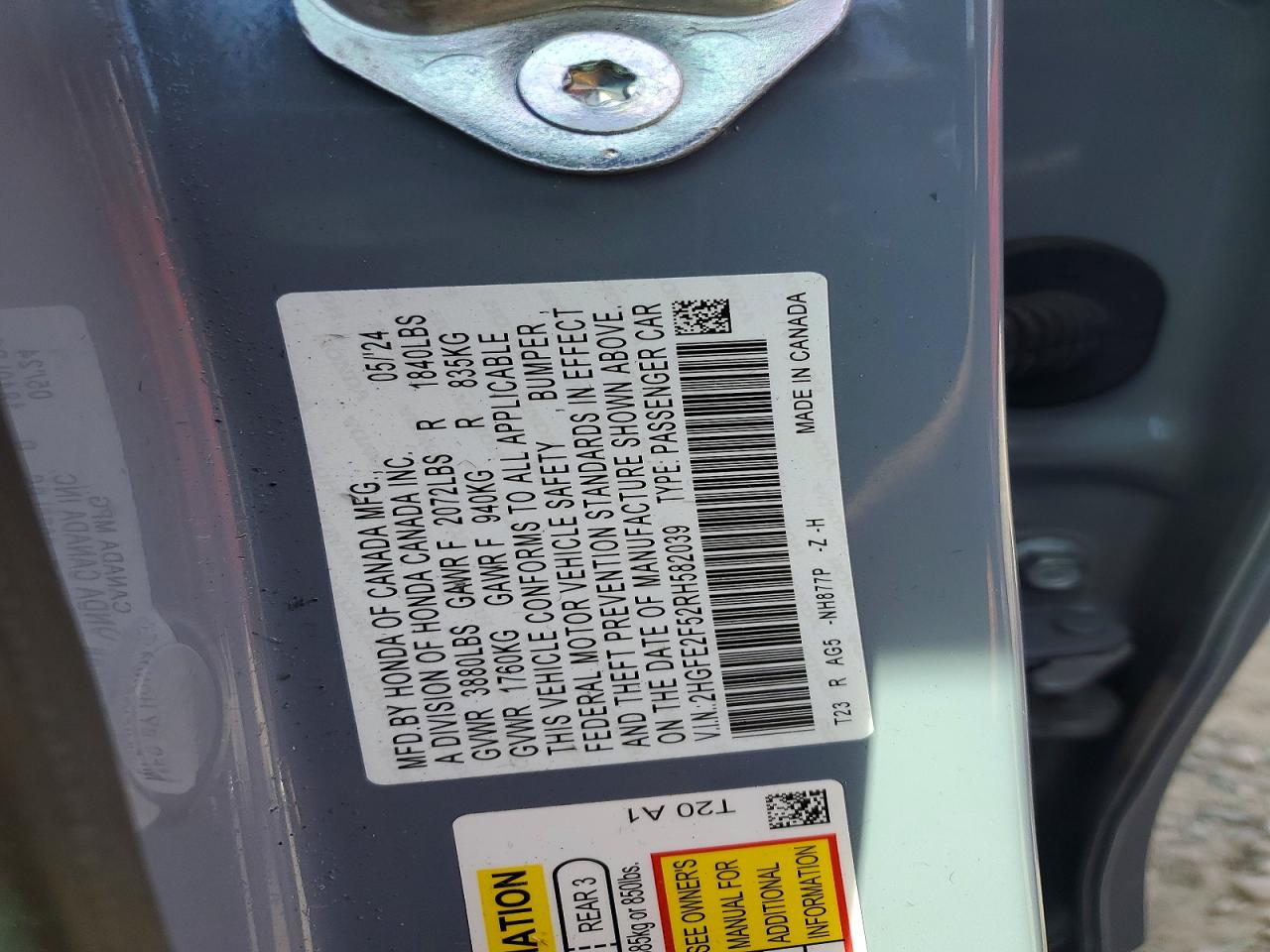 2024 HONDA CIVIC SPORT photo 23