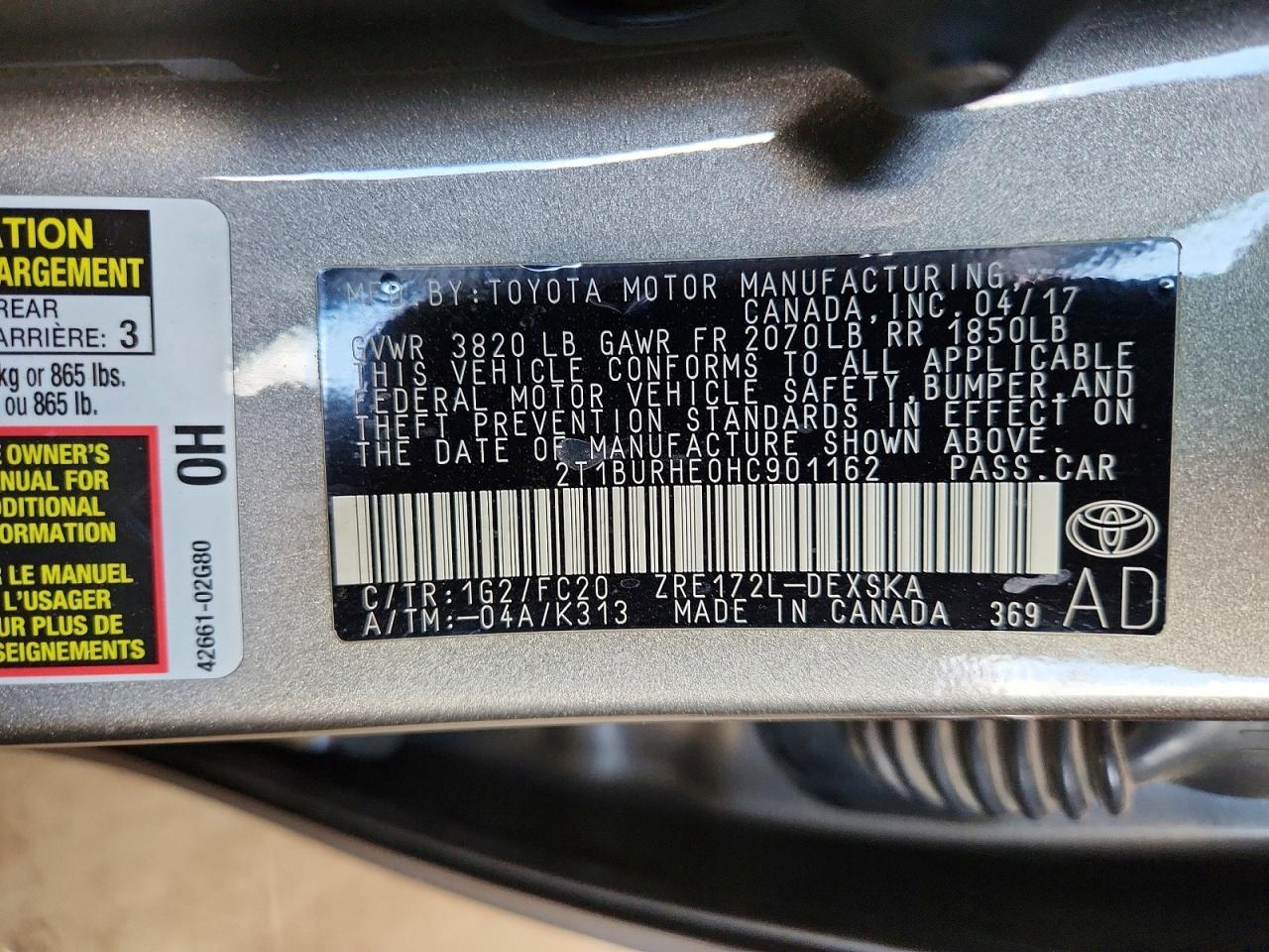 2017 TOYOTA COROLLA SE photo 12